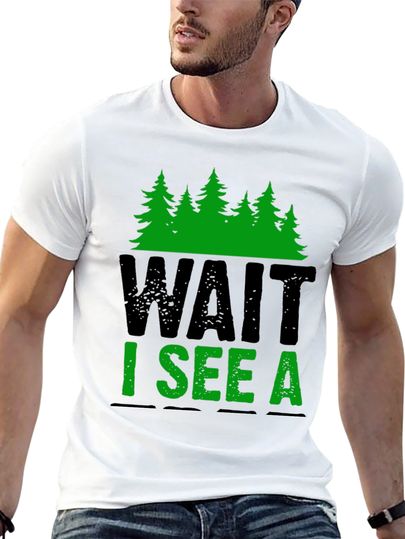Wait I See A Tree Black Graphic Tee