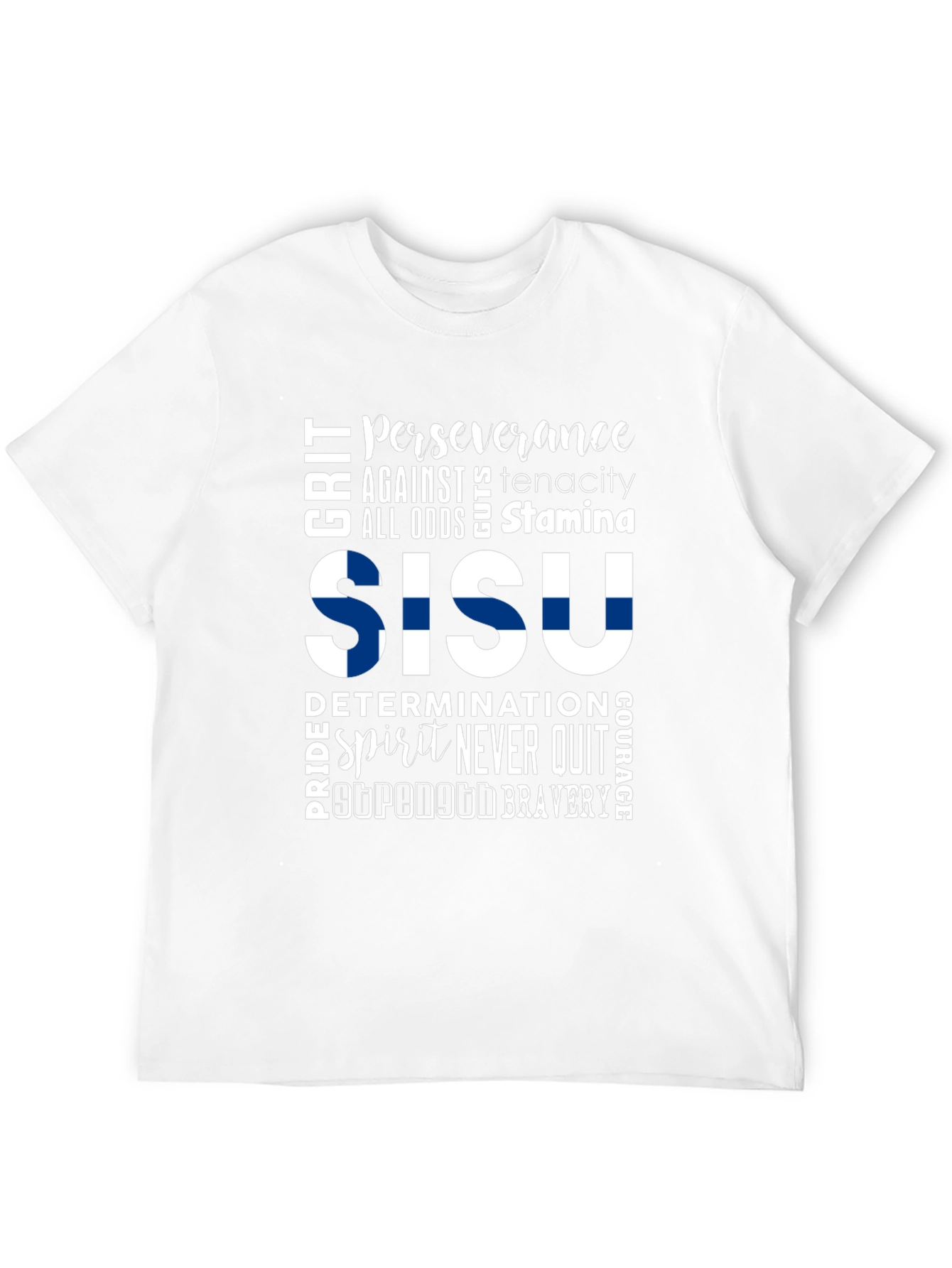 SISU Motivational Word Art Finland Flag T-Shirt