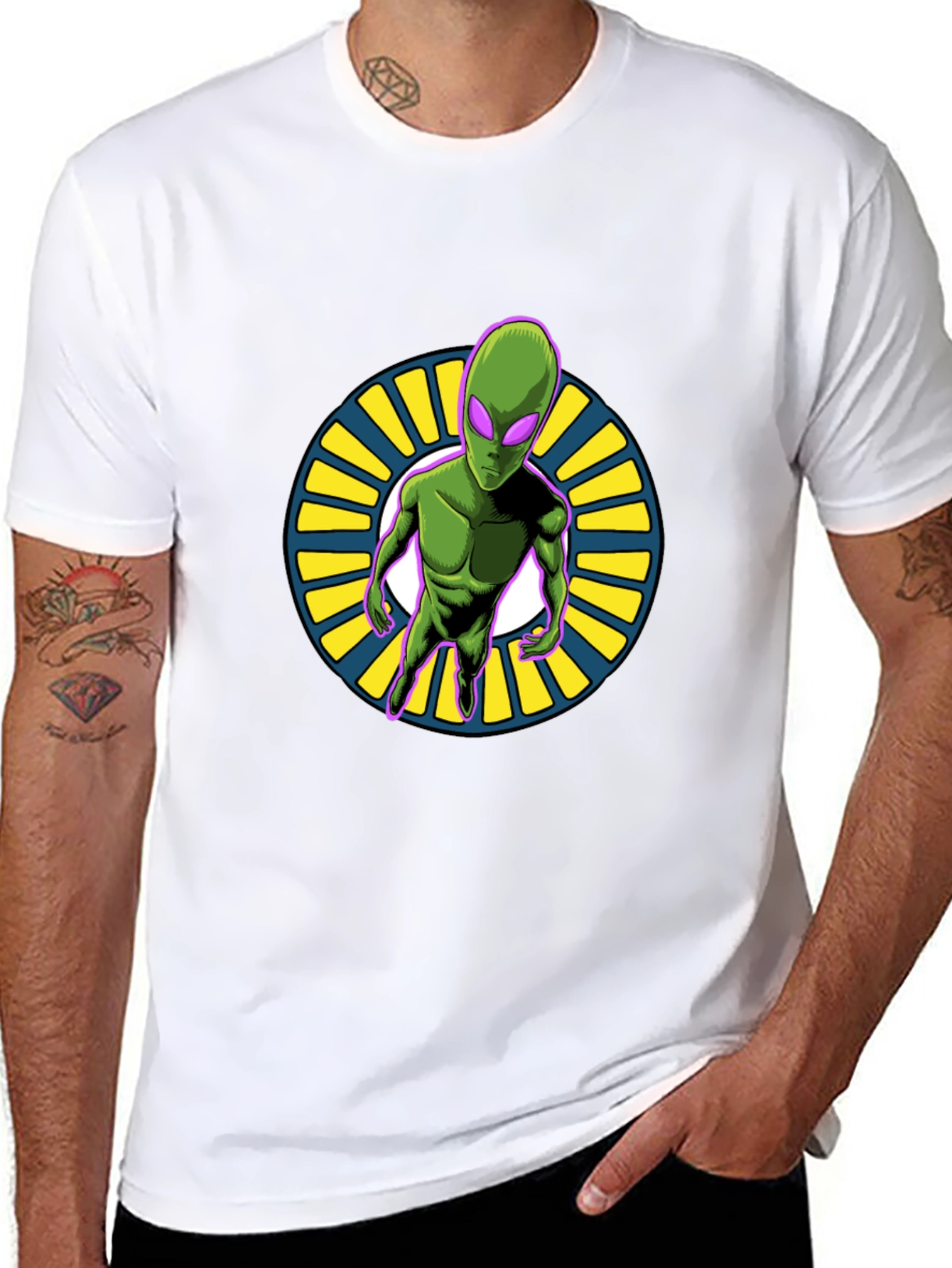 Alien Graphic T-Shirt - Black Cotton Blend Tee