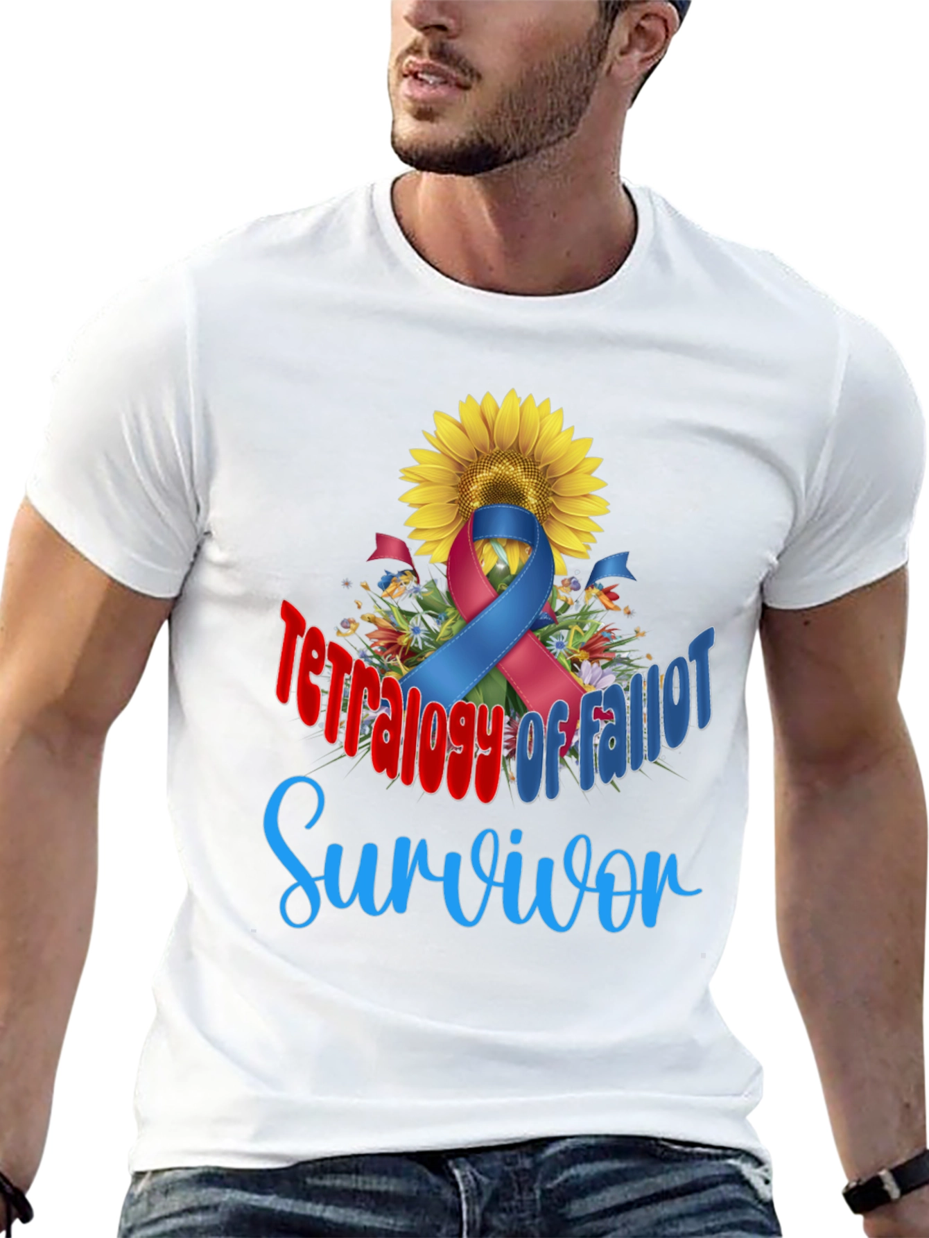 Tetralogy of Fallot Survivor T-Shirt Sunflower Ribbon