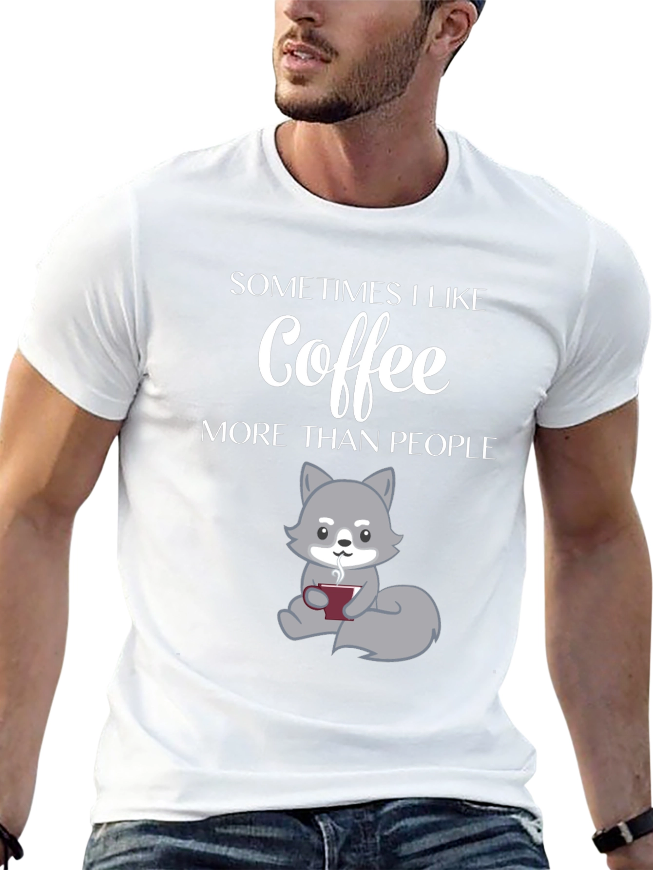Coffee Lover T-Shirt - Wolf Design