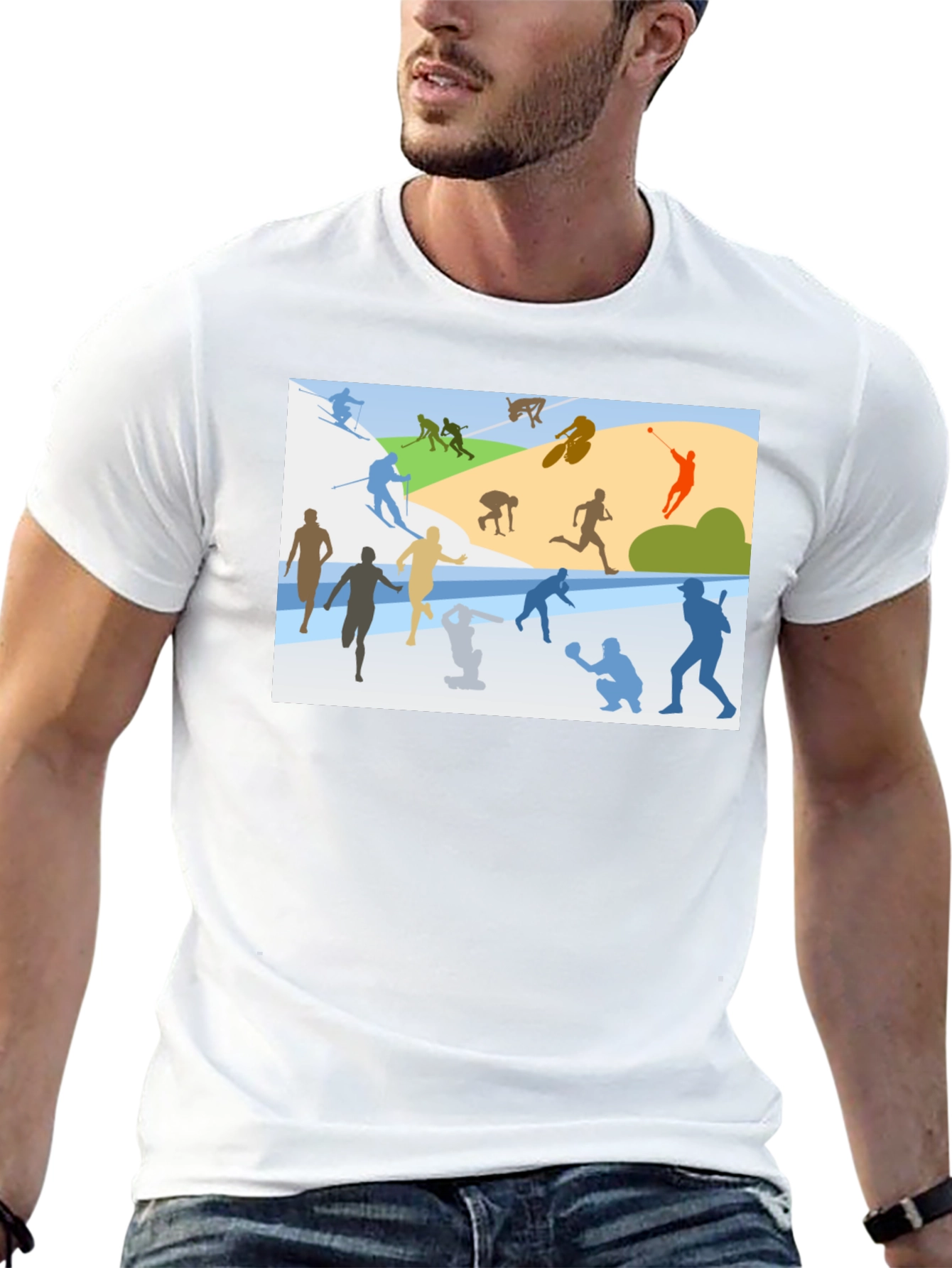Sports Silhouette Graphic Black T-Shirt