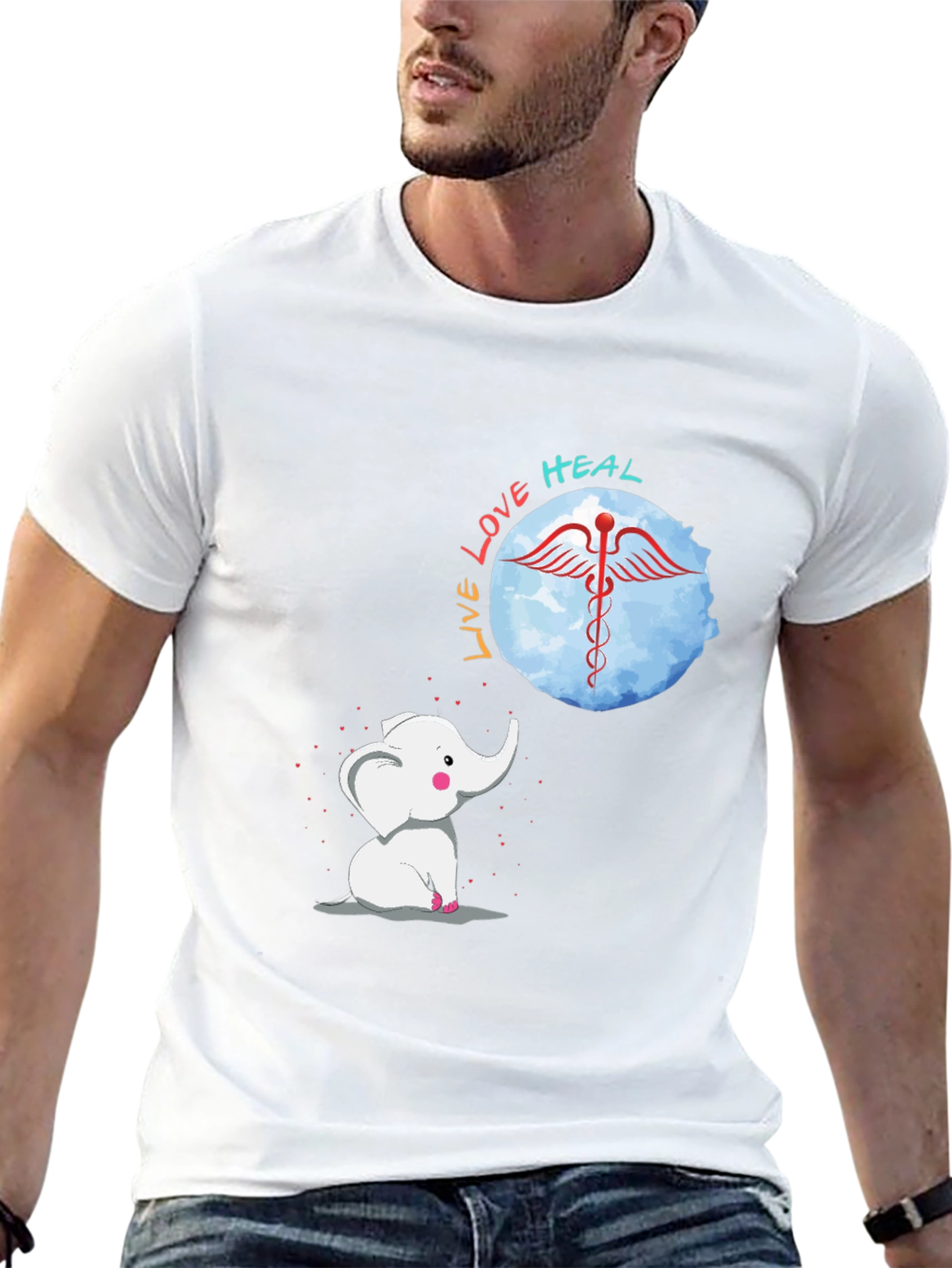 Elephant Live Love Heal Graphic T-Shirt