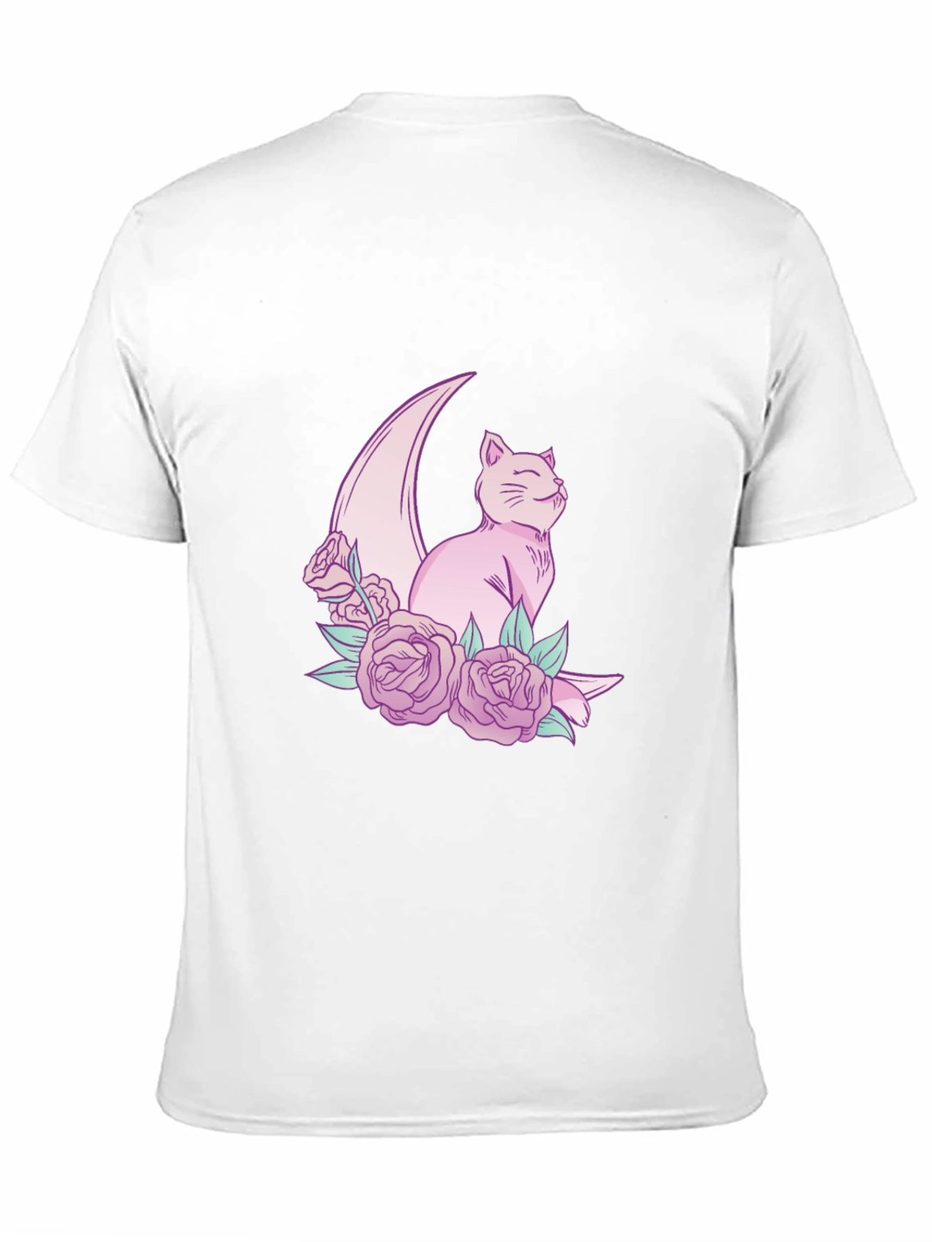 Crescent Cat T-Shirt - Whimsical Feline Design