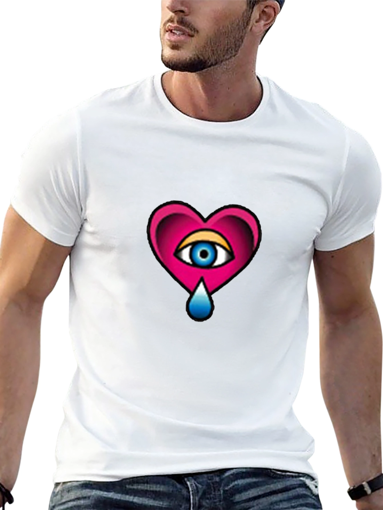 Heart Eye Graphic Tee - Stylish Black T-Shirt