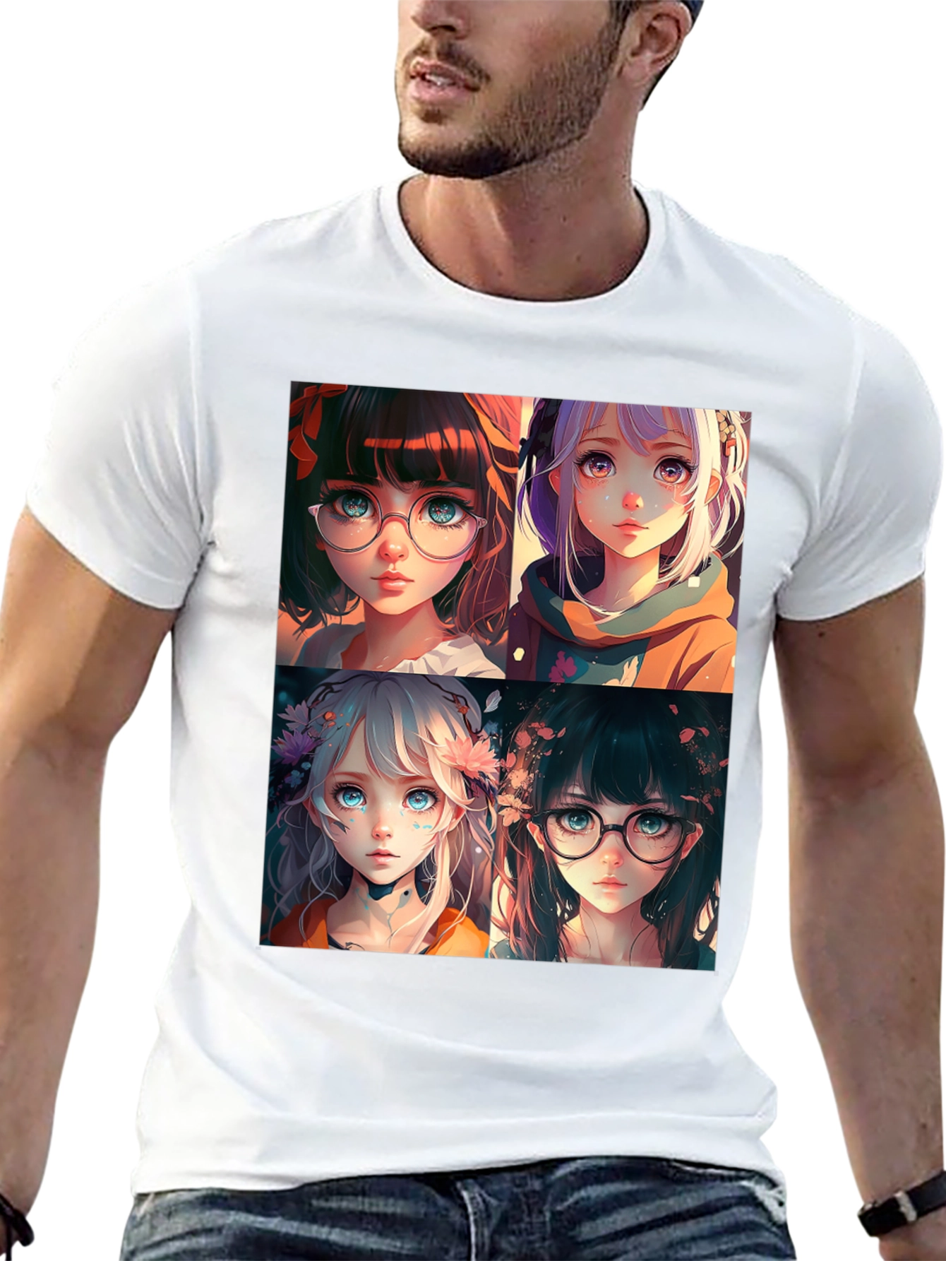 Anime Girls Graphic Black T-Shirt