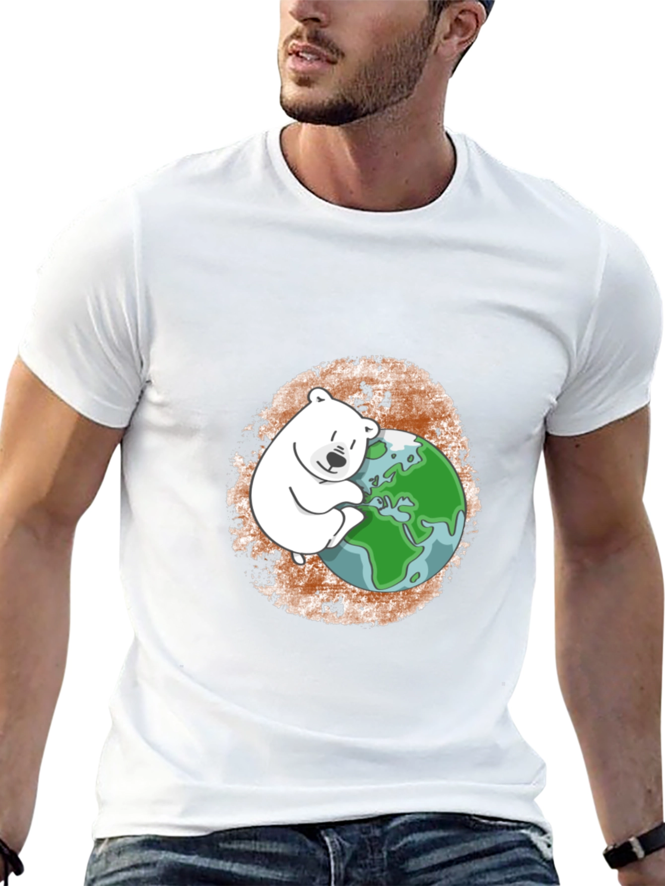 Polar Bear Hugging Earth T-Shirt