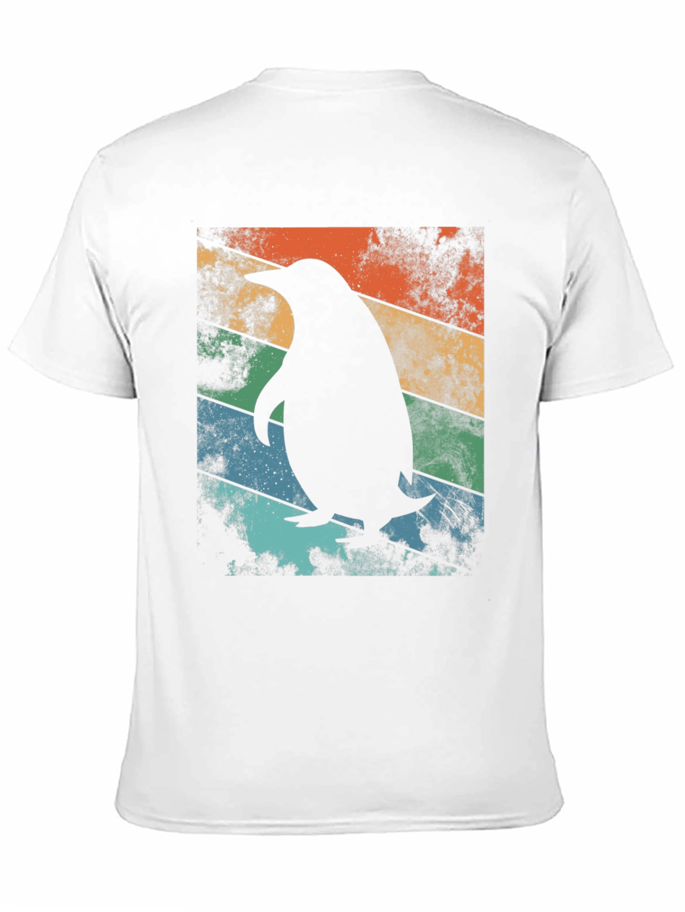 Retro Penguin Graphic Tee - Cool Striped Design