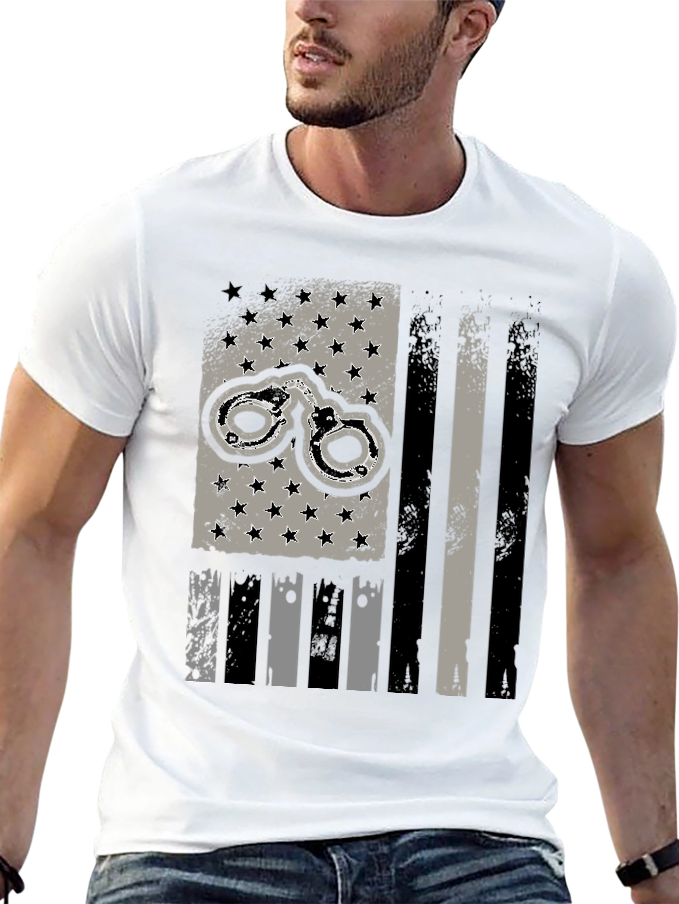 Distressed Handcuff Flag T-Shirt