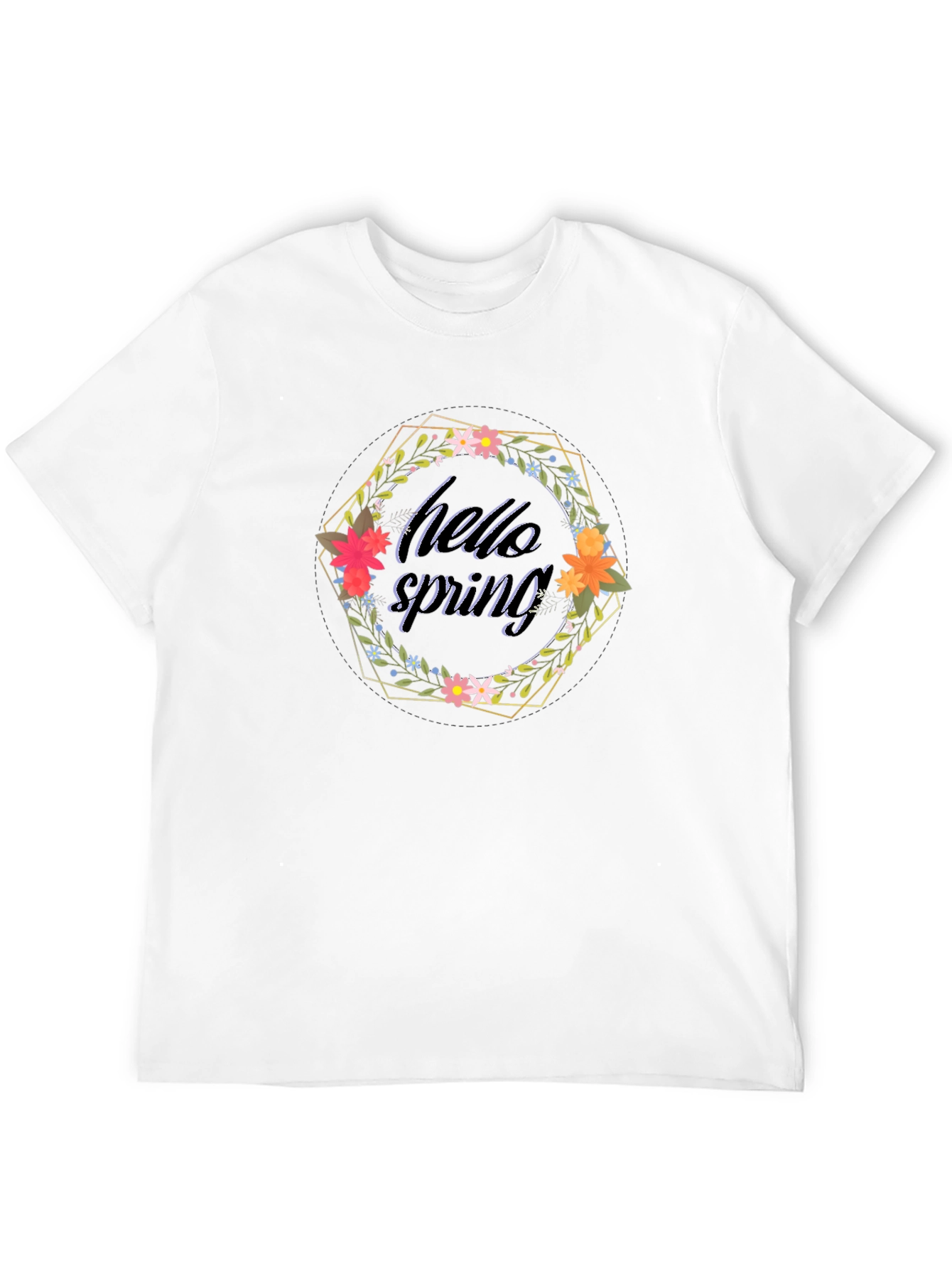 Hello Spring Graphic Tee - Modern Floral Design
