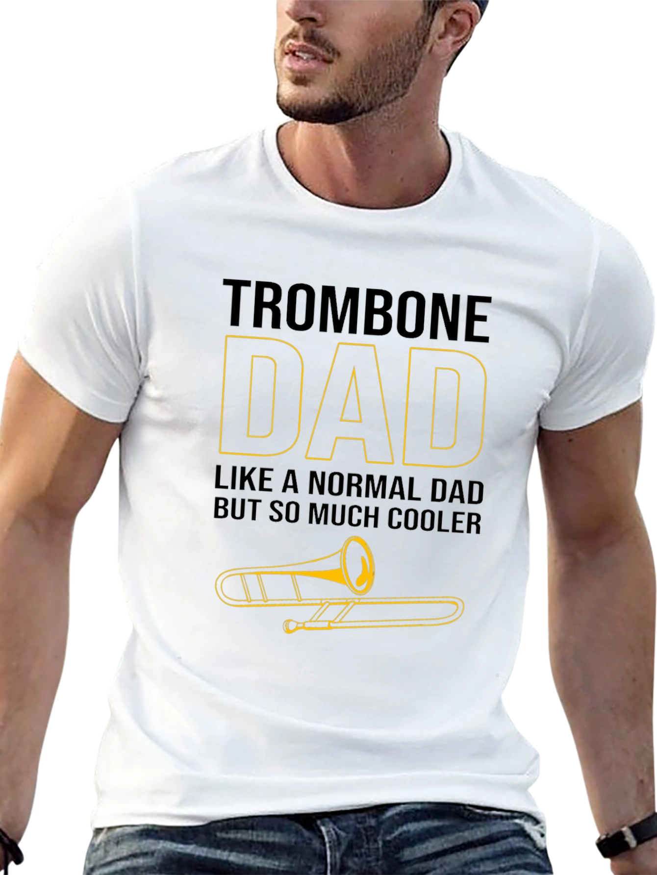 Trombone Dad Graphic T-Shirt - Musician Father Tee
