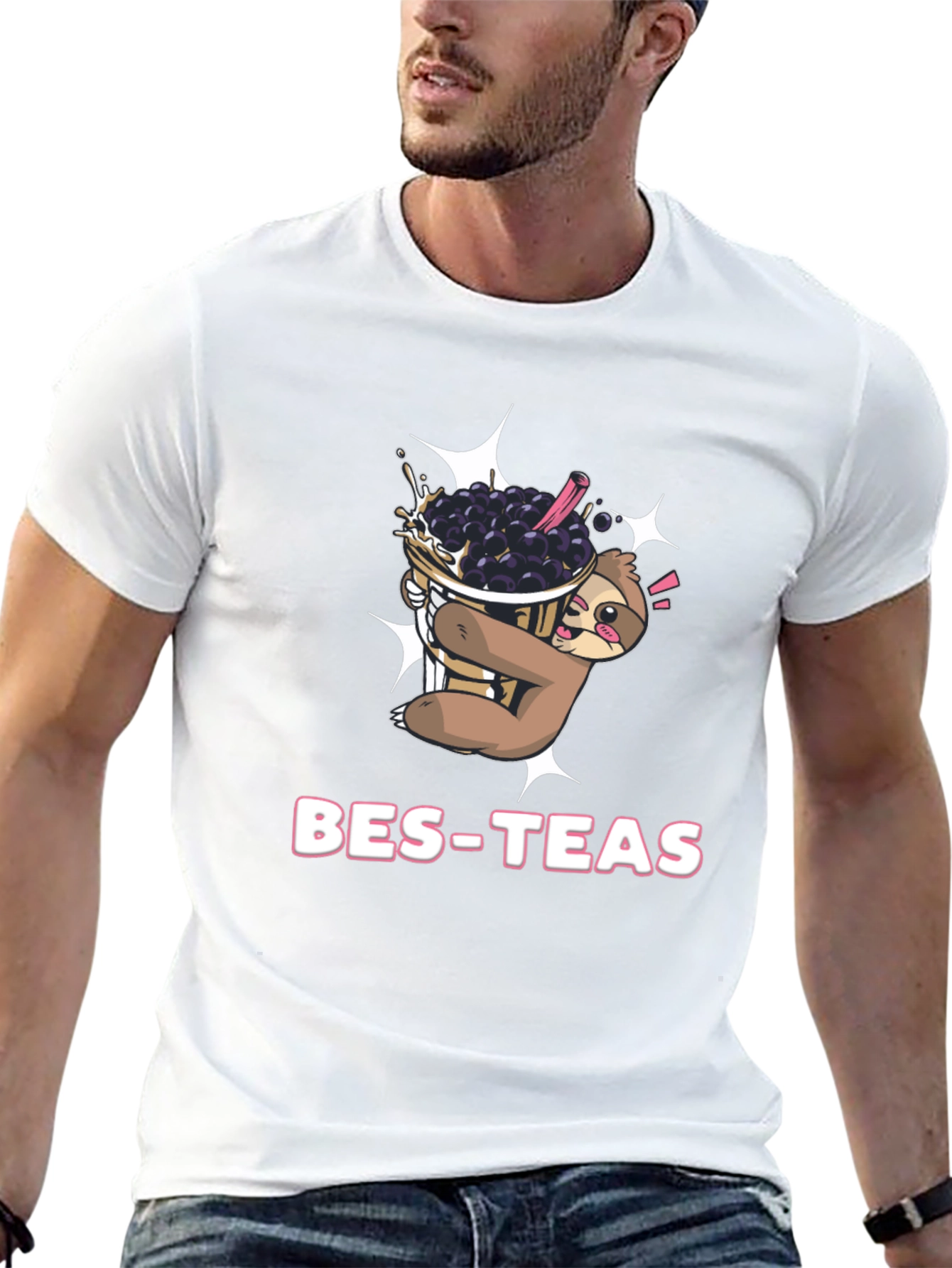 Bes-Teas Sloth Bubble Tea Black T-Shirt