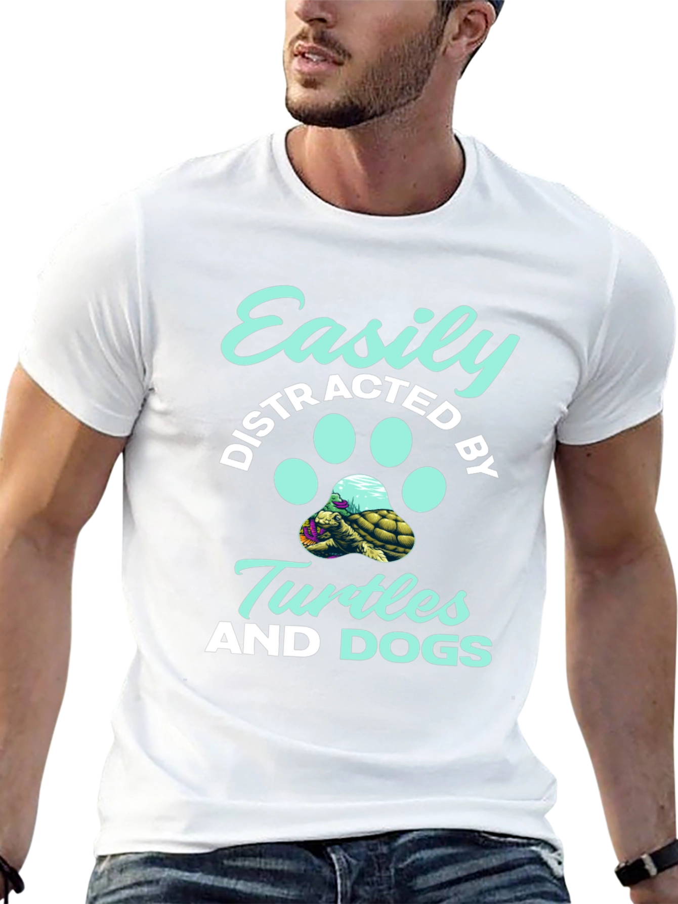 Easily Distracted By Turtles and Dogs Graphic Tee