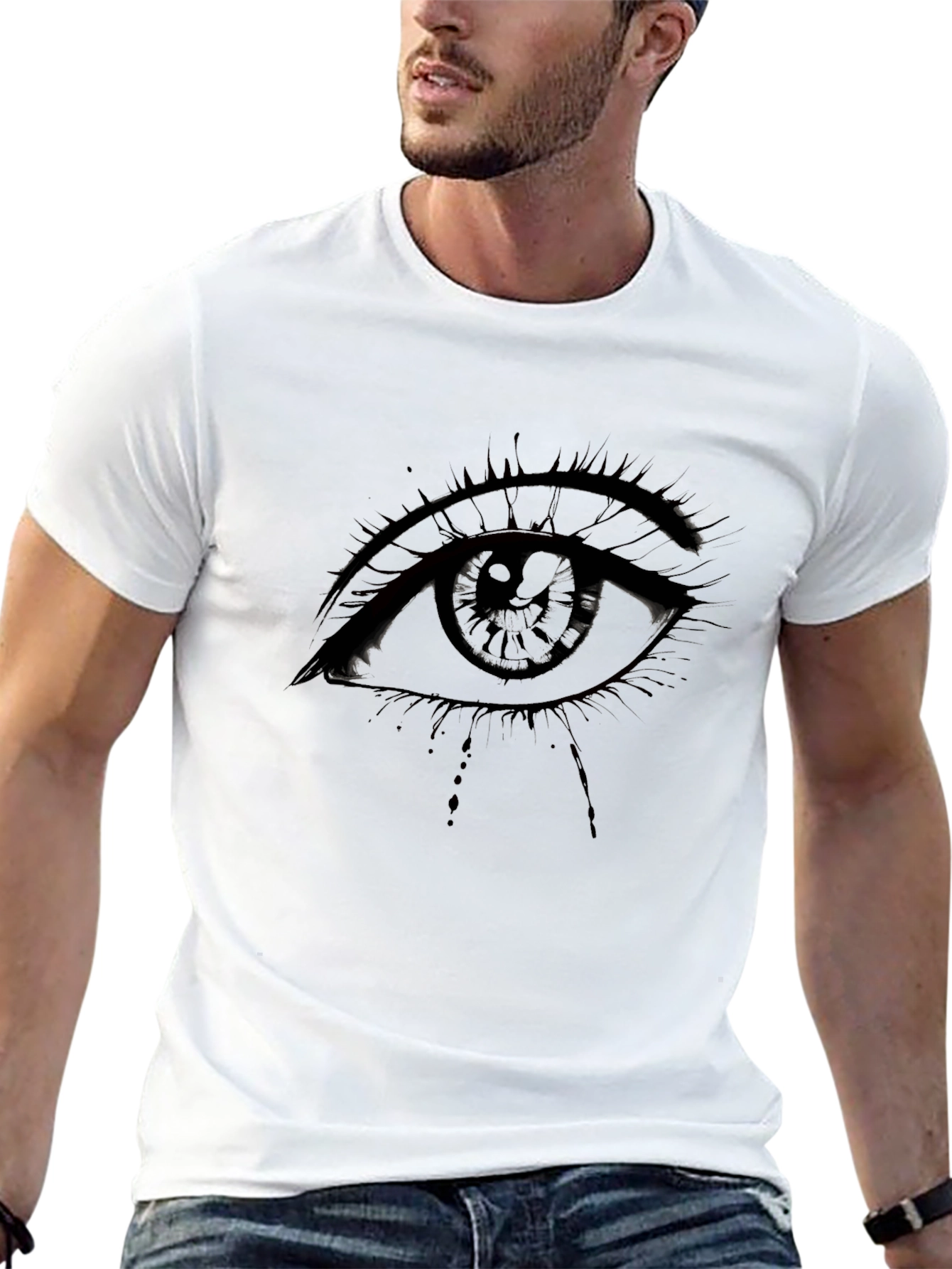 Mens Black Graphic Eye T-Shirt