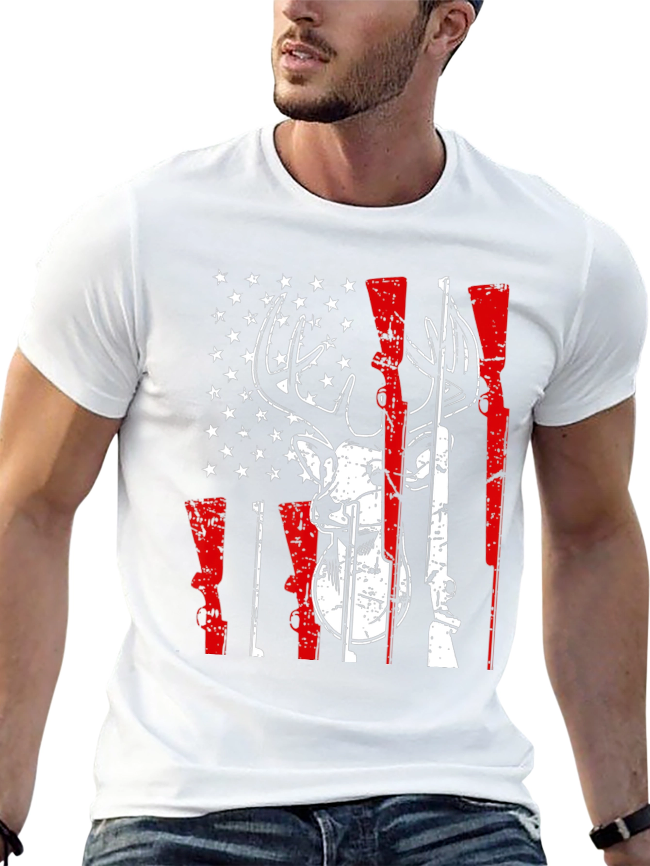 American Flag Deer Hunting Graphic Tee