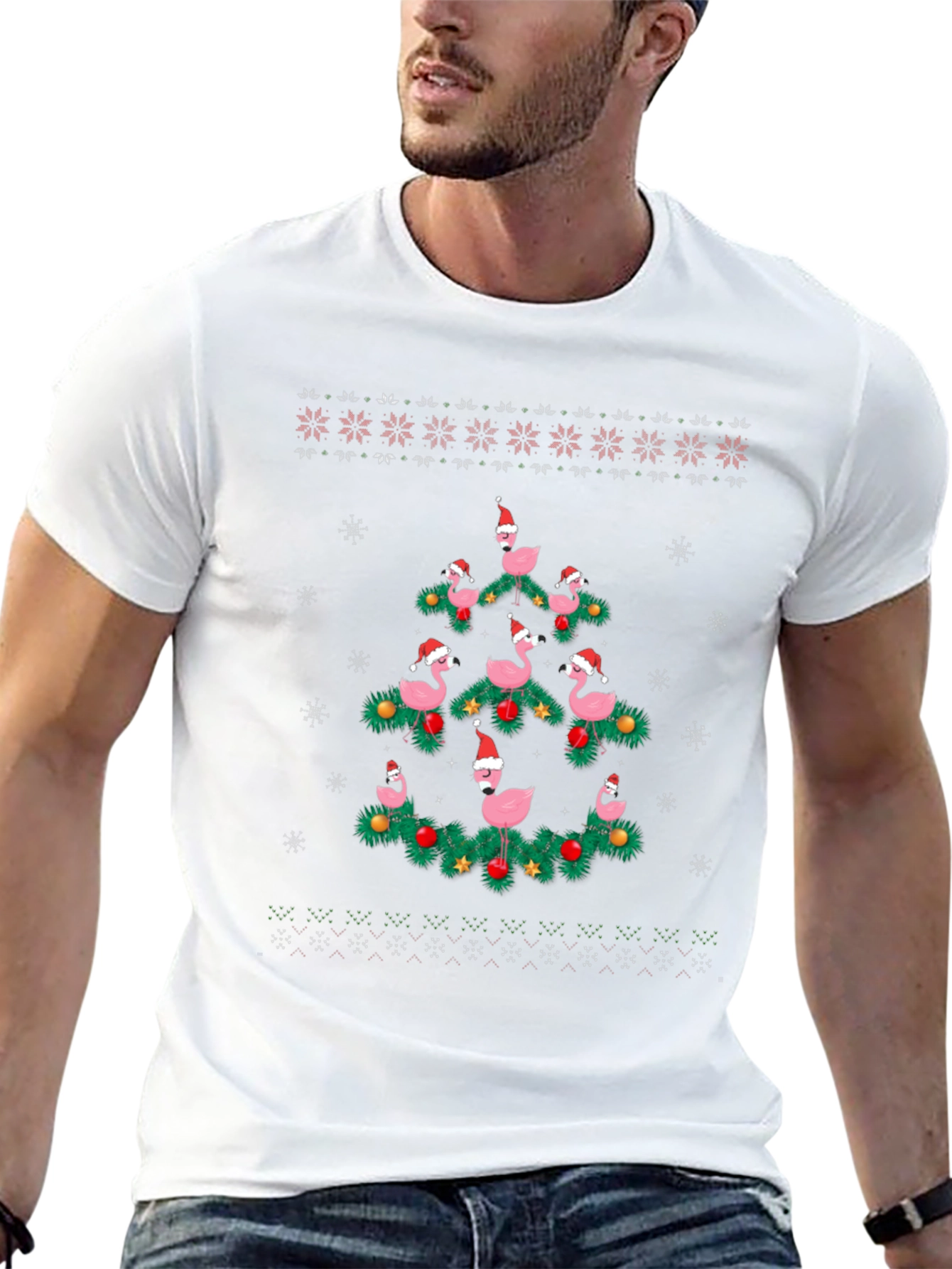Festive Flamingo Christmas Tree T-Shirt