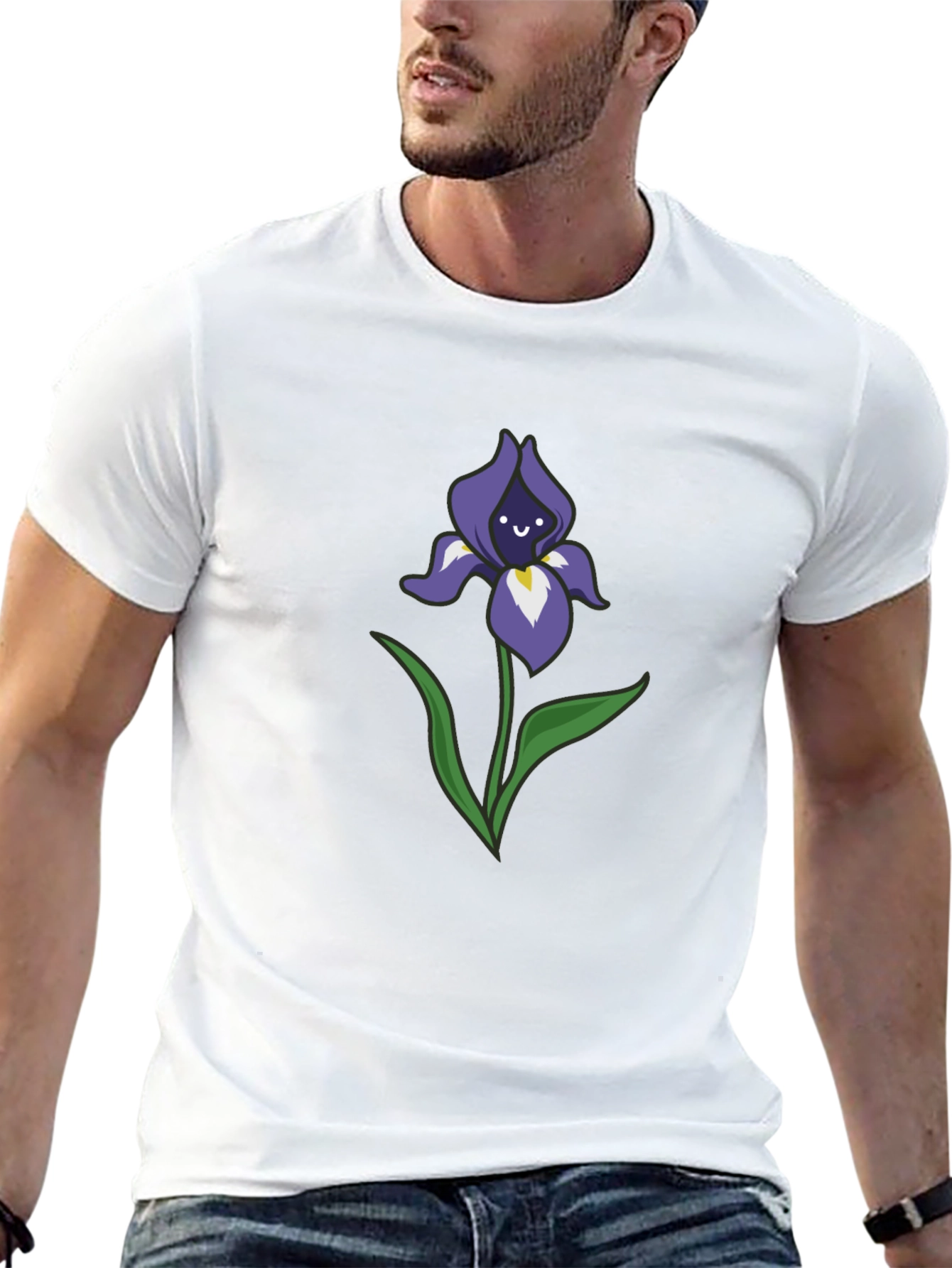 Smiling Iris Graphic Tee - Stylish Casual Comfort