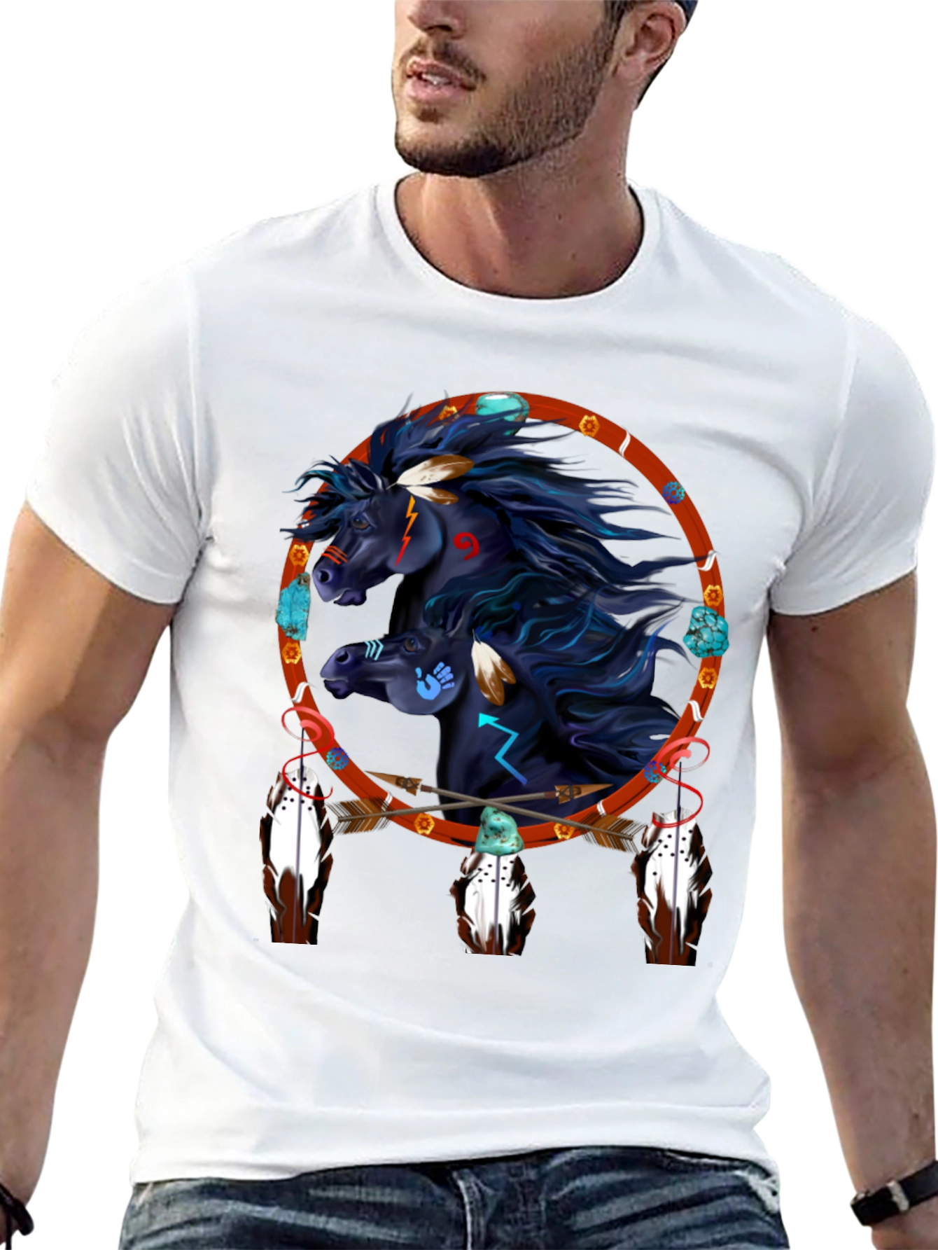 Native American Horse Dreamcatcher Graphic Tee