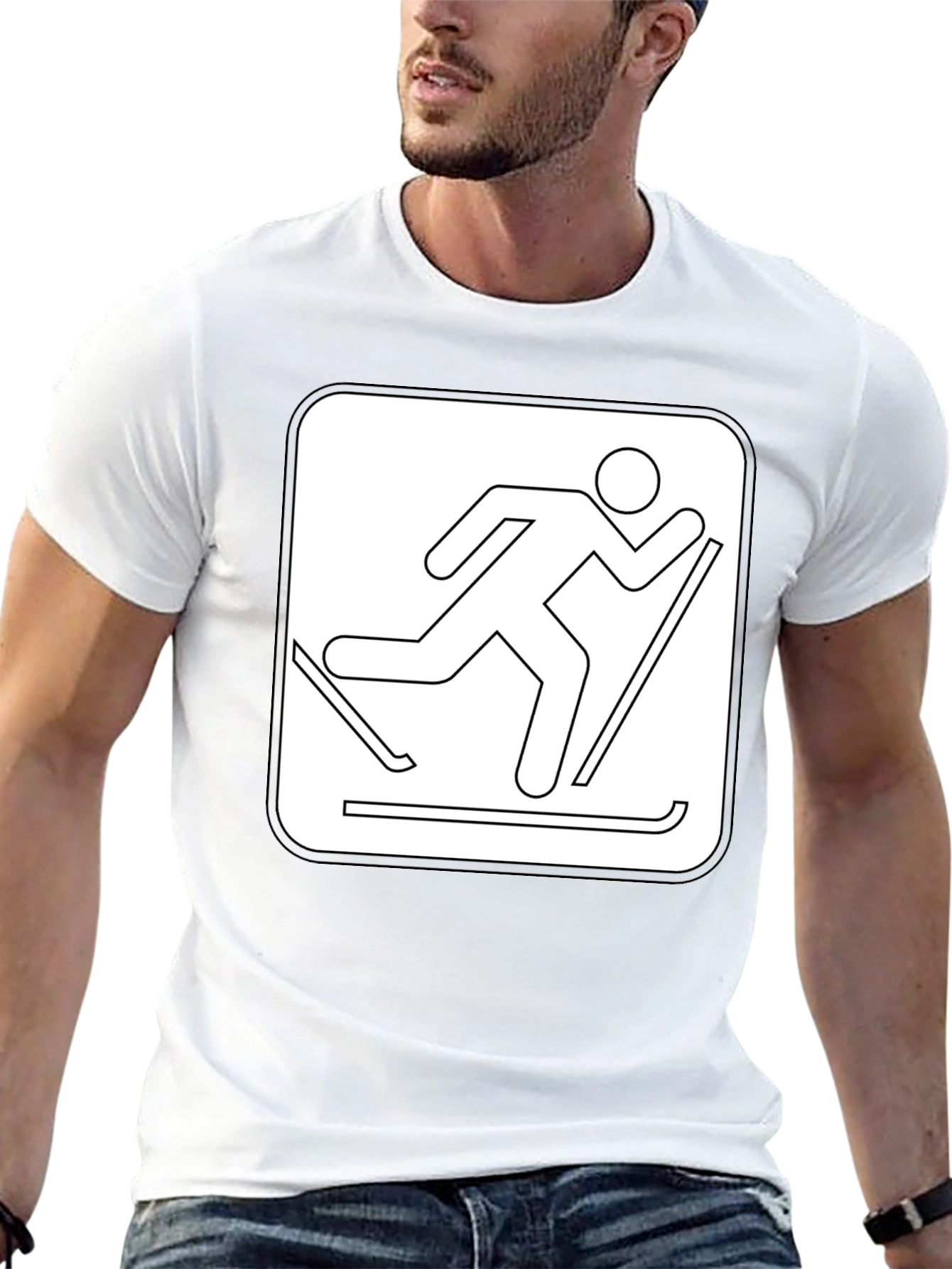 Skiing Icon Black T-Shirt - Unisex Style