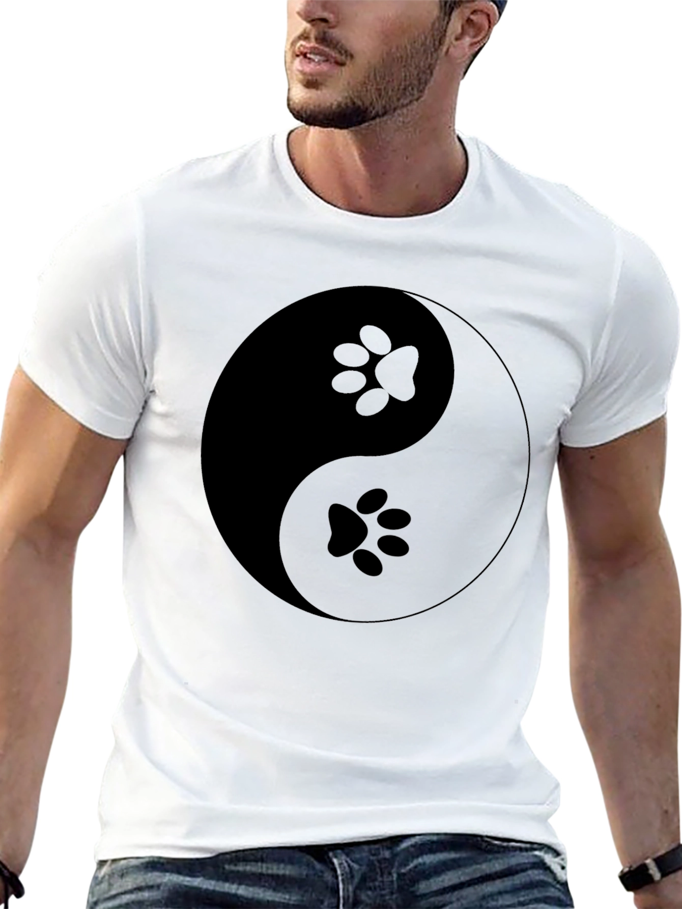 Yin Yang Paw Print T-Shirt - Balance & Harmony