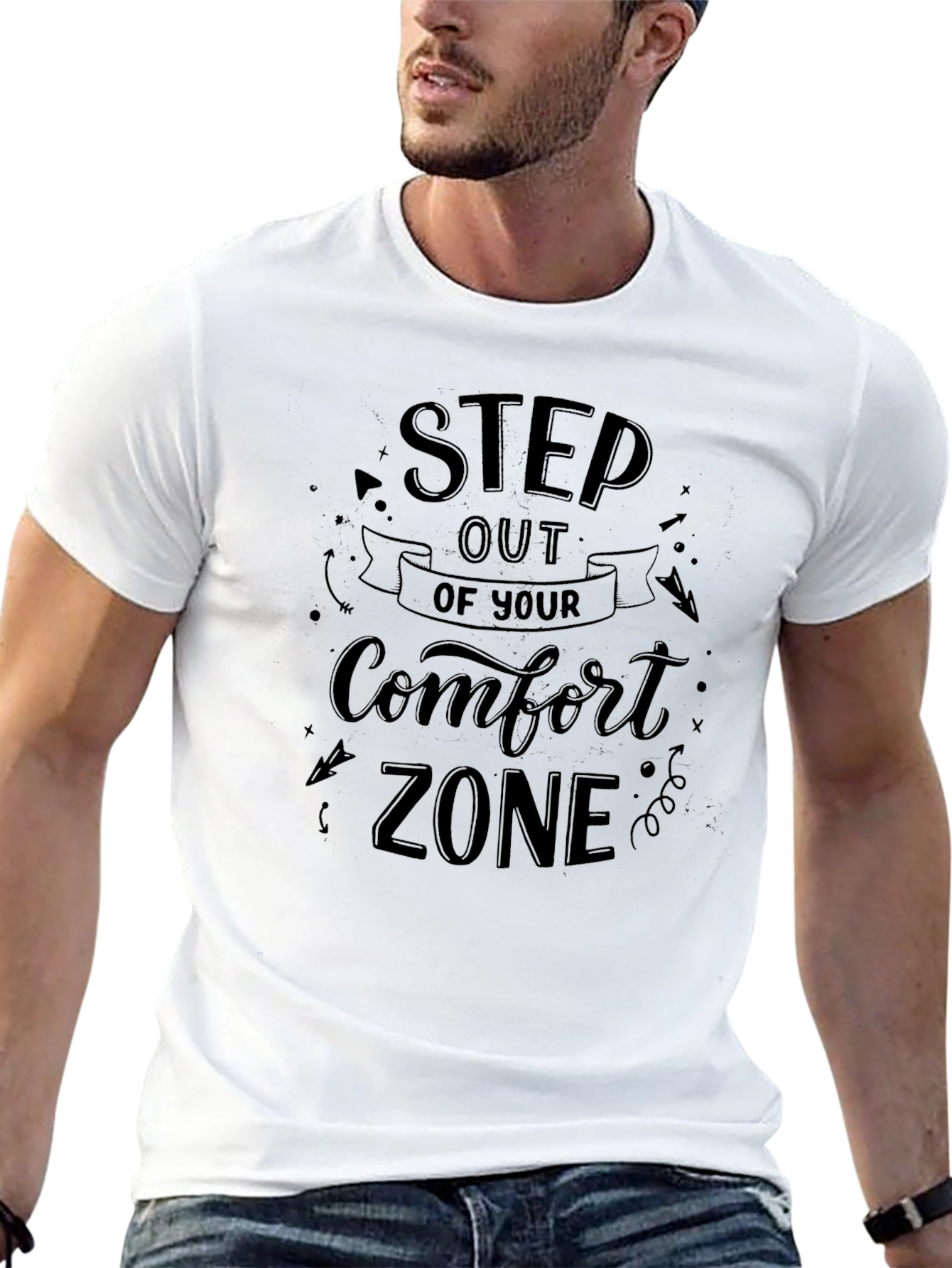 Step Out Comfort Zone Graphic Tee - Black