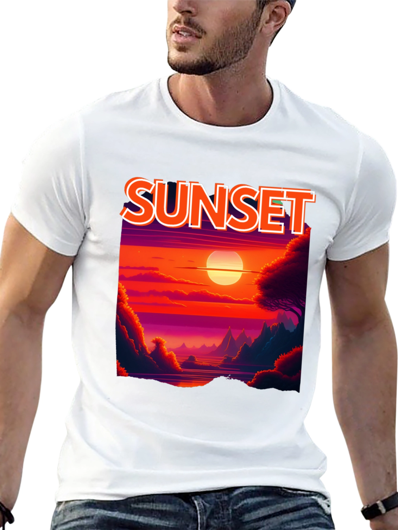 Sunset Graphic T-Shirt - Vibrant Landscape Tee