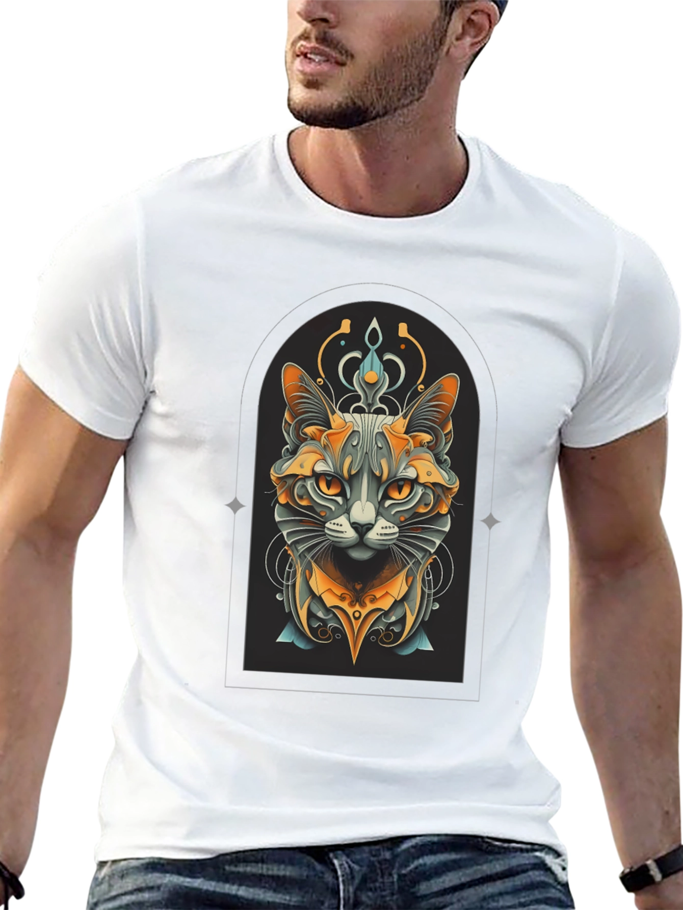 Mystic Cat Graphic Tee - Unisex Black T-Shirt