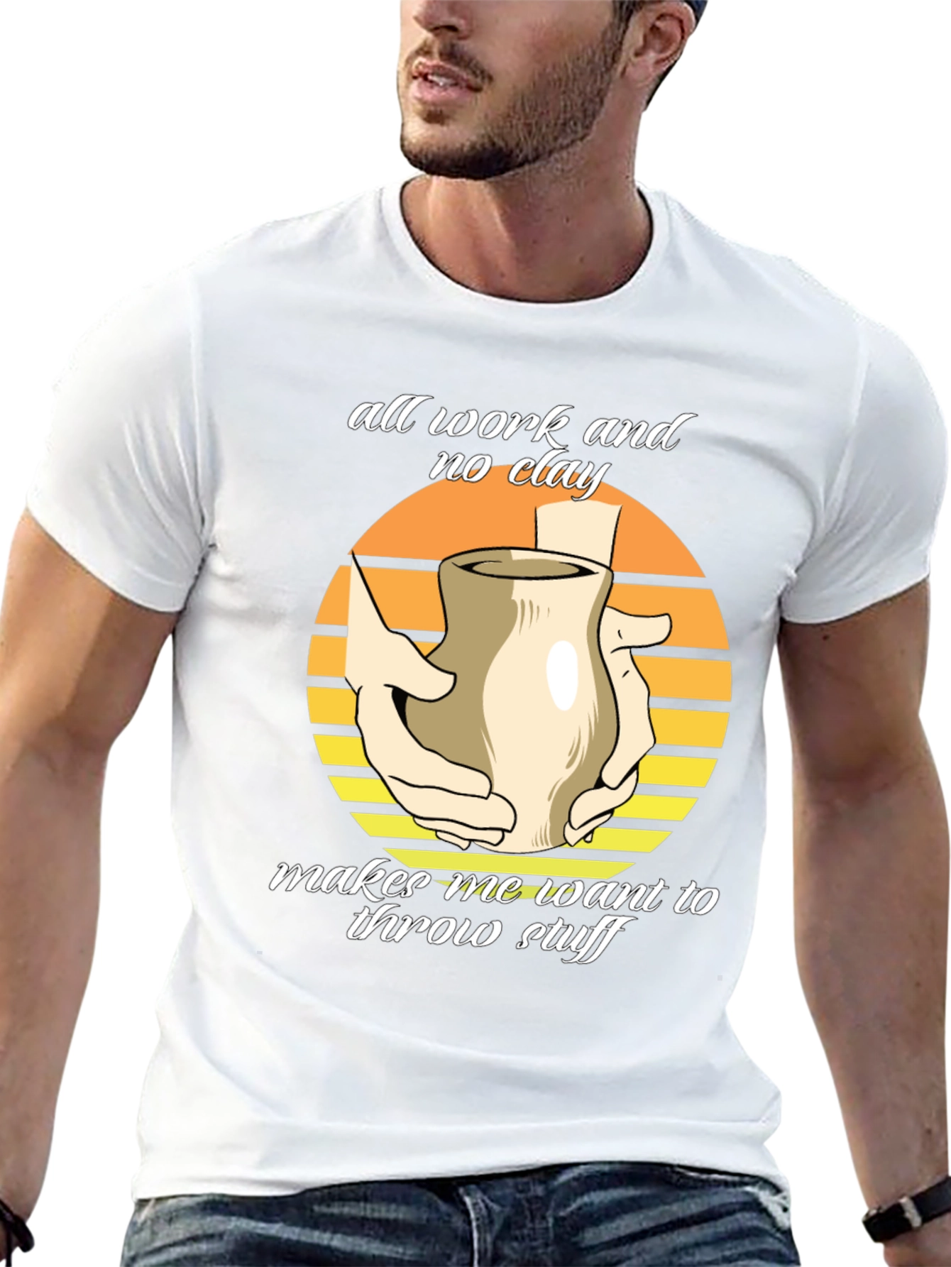 Pottery Throwing T-Shirt - All Work No Clay