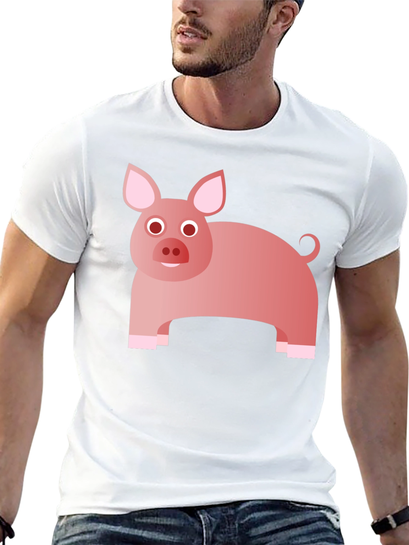 Funny Pig Graphic Tee - Black Cotton T-Shirt