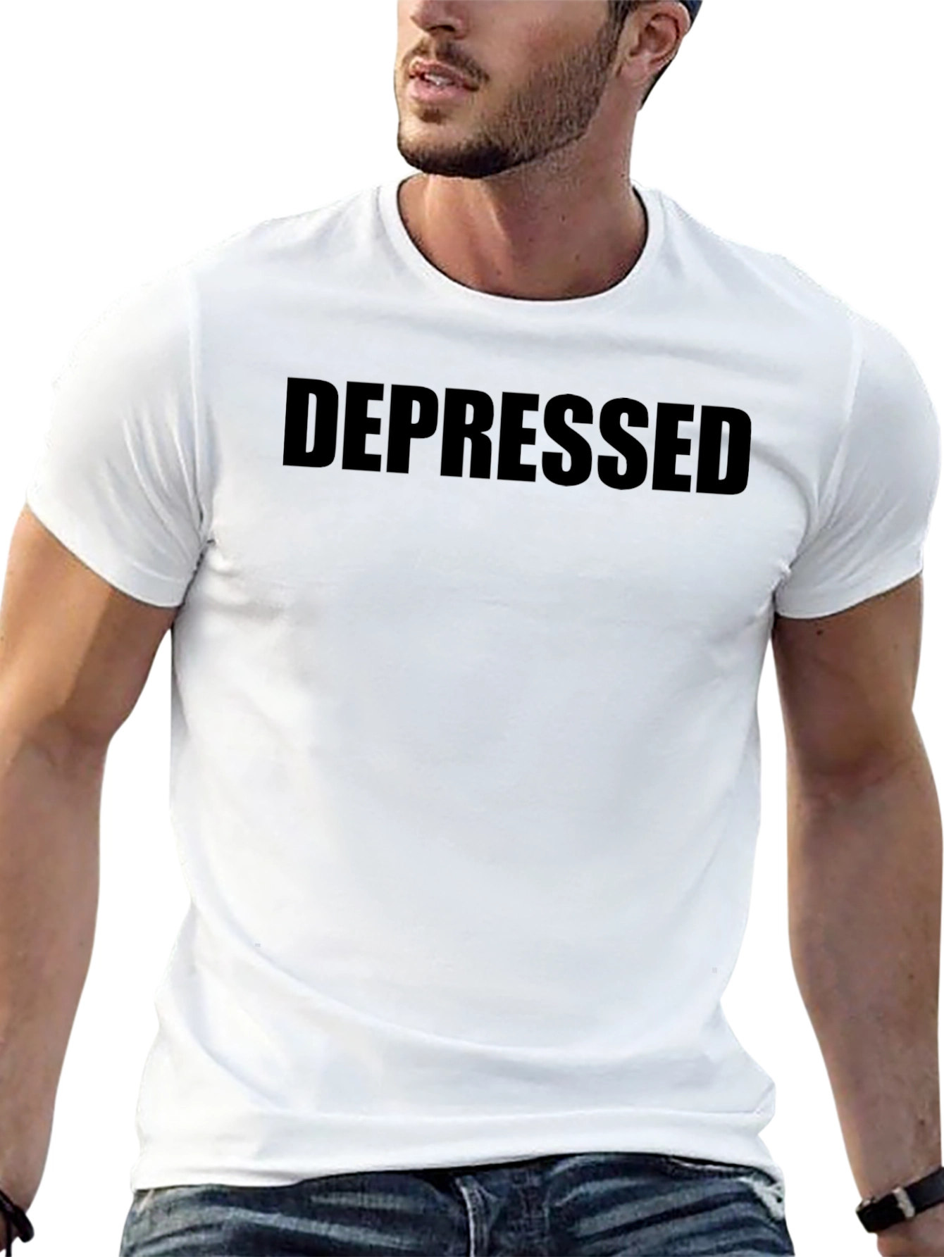 Depressed Black Crew Neck T-Shirt