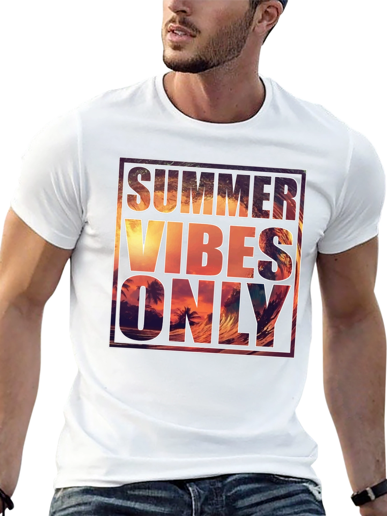 Summer Vibes Graphic Tee - Mens Black T-Shirt