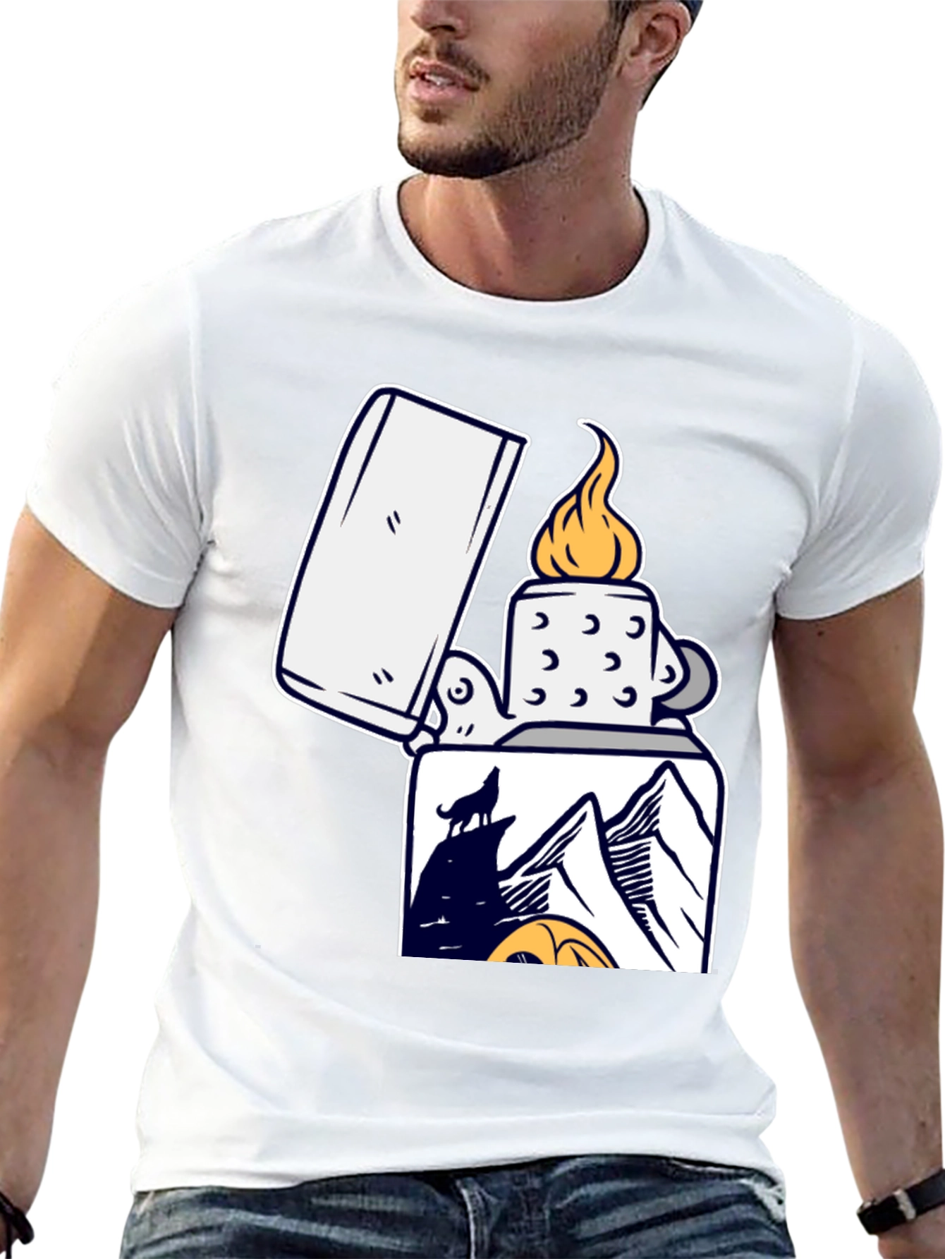 Lighter Wolf Mountain Graphic T-Shirt