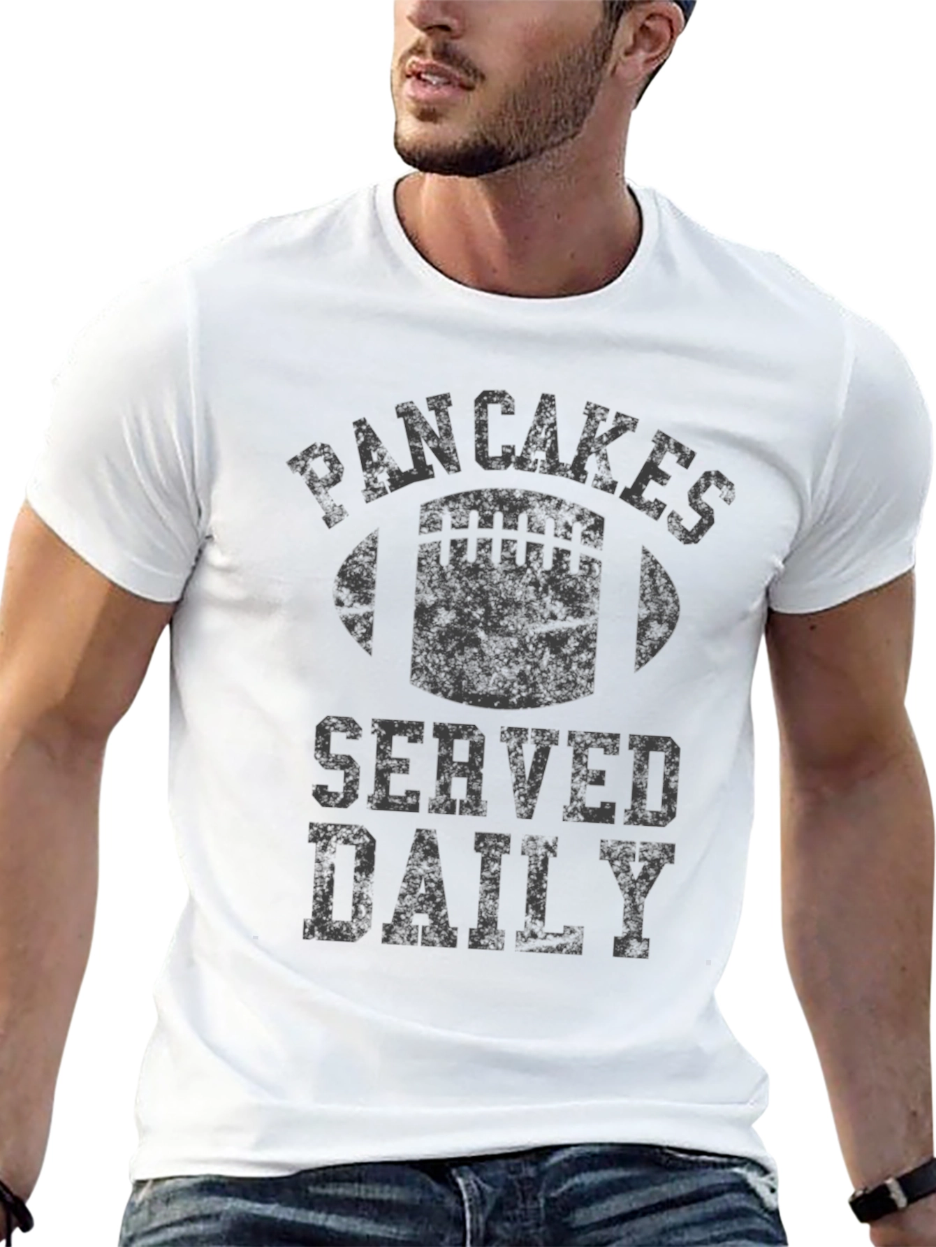Pancakes Served Daily Football Graphic Tee