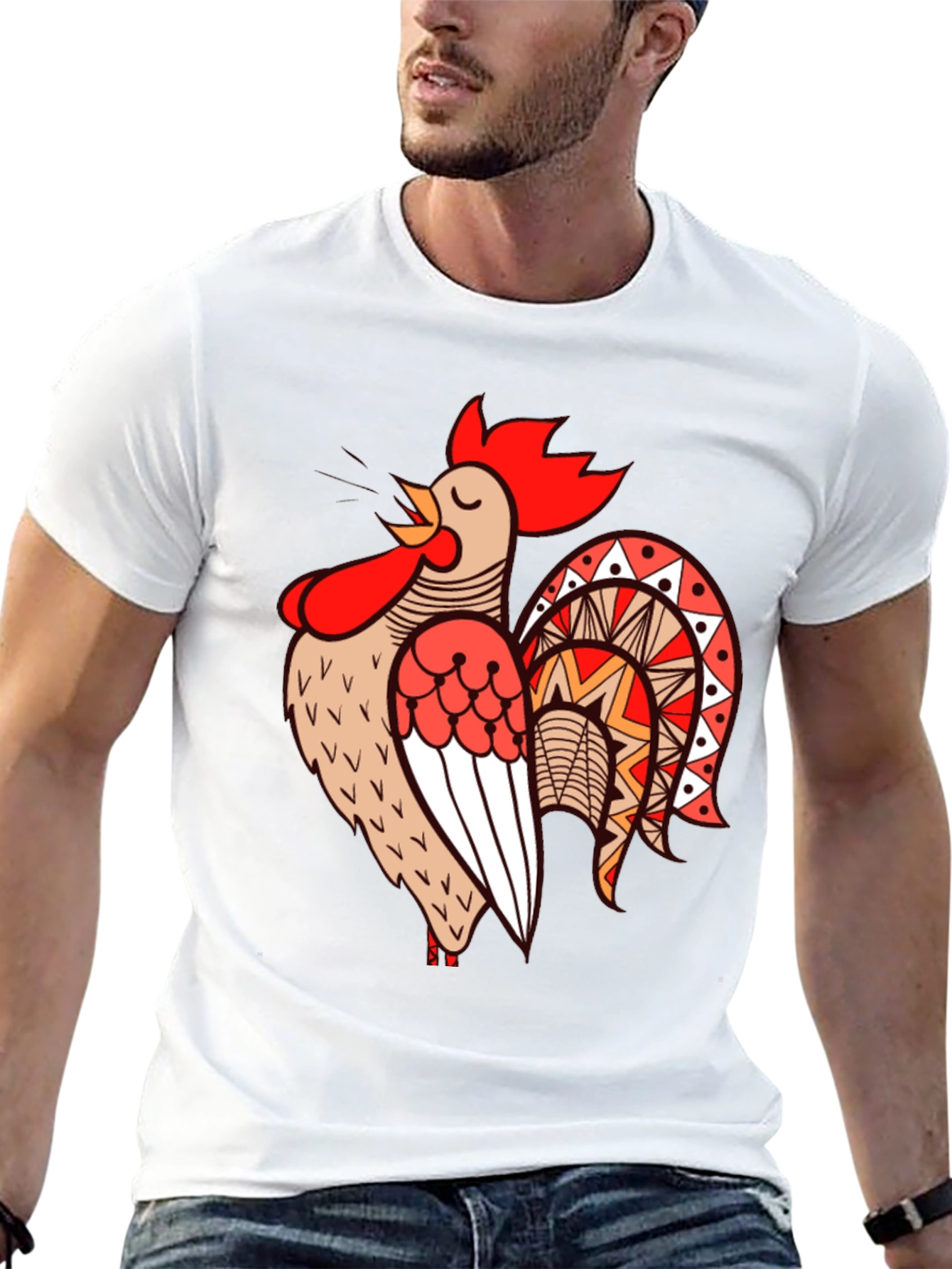 Rooster Graphic T-Shirt - Cool Bird Tee