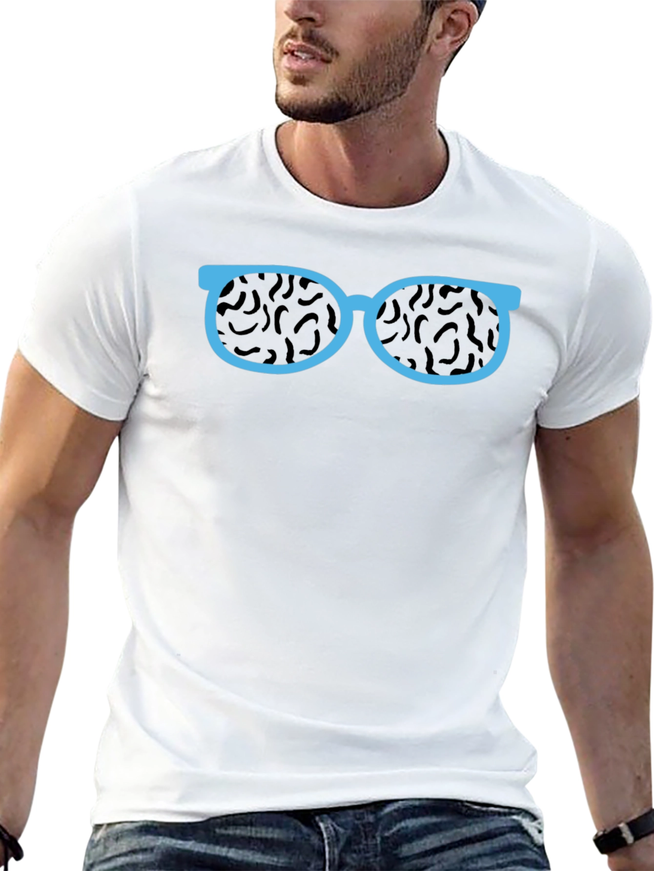 Funny Glasses Graphic Tee - Black Crewneck T-Shirt