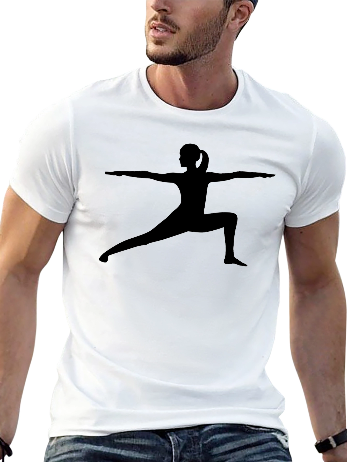 Yoga Warrior Pose Black T-Shirt