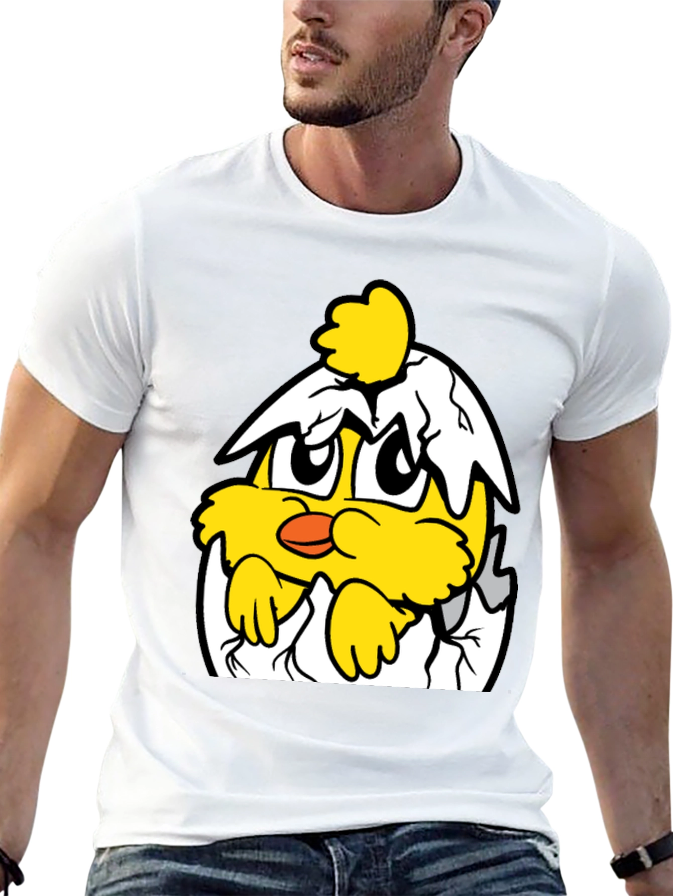 Funny Chick in Eggshell Graphic T-Shirt