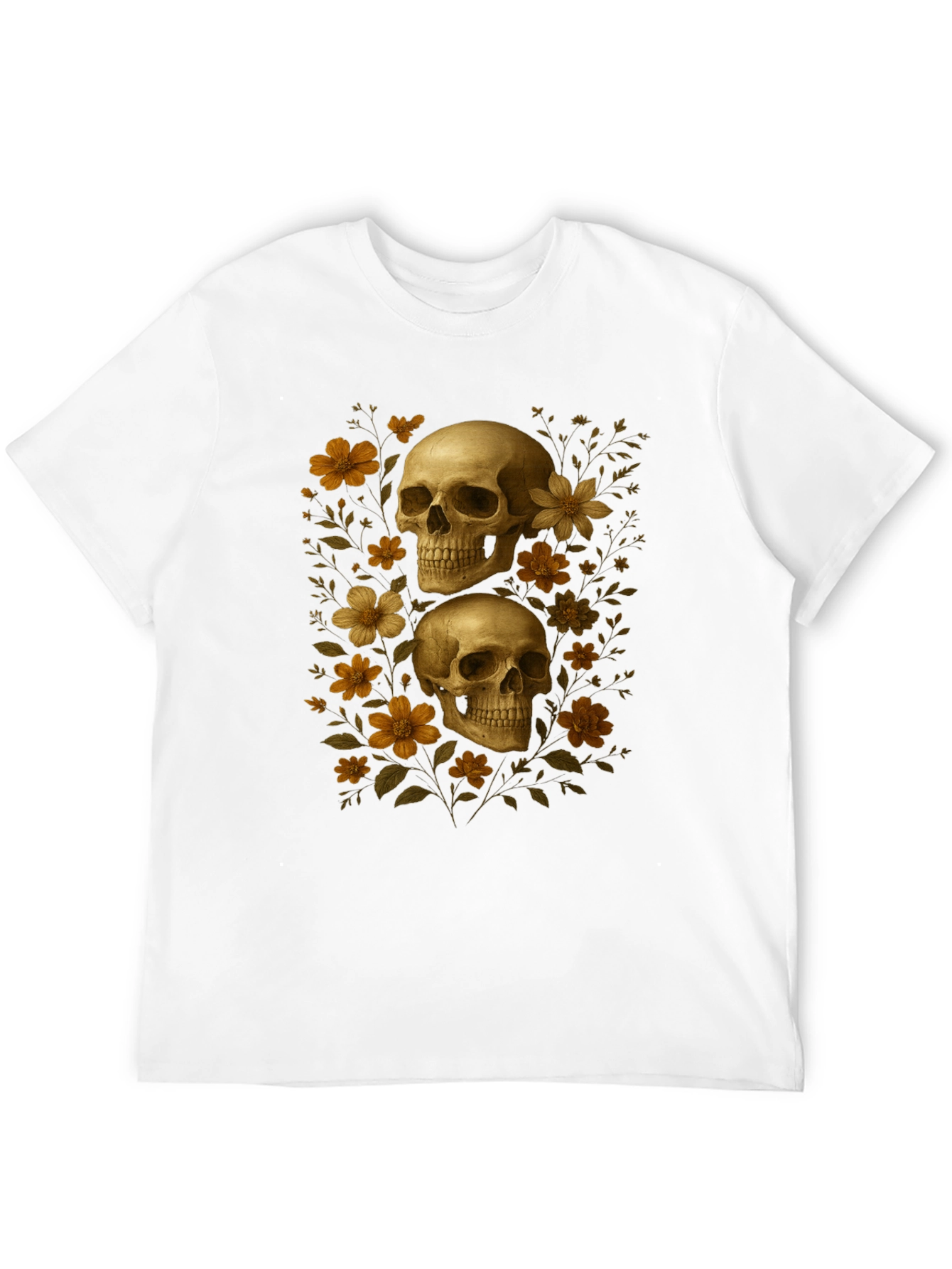 Skull & Floral Graphic Tee - Black