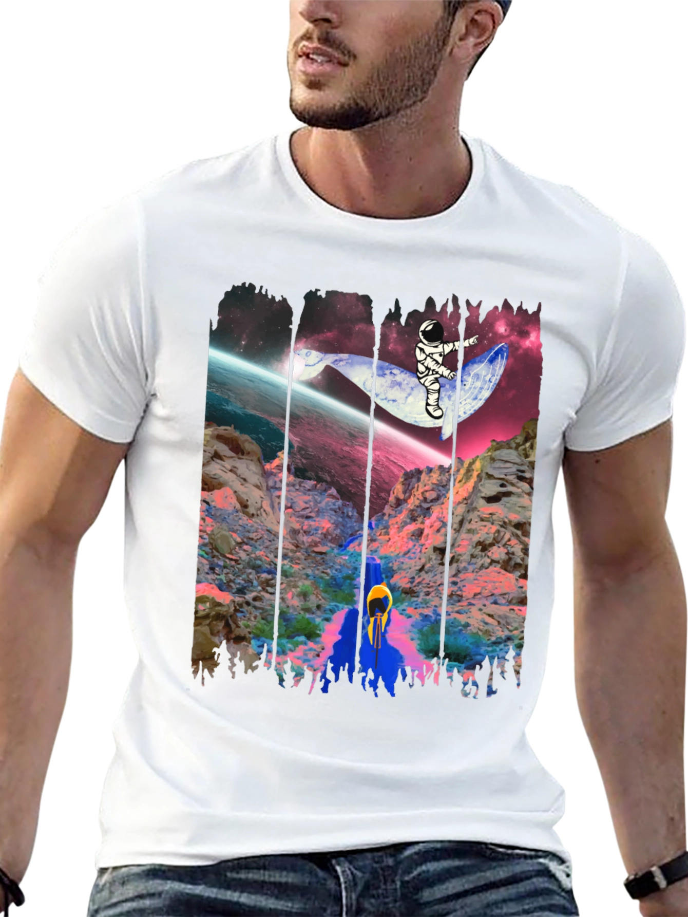 Astronaut Whale Ride Graphic Tee