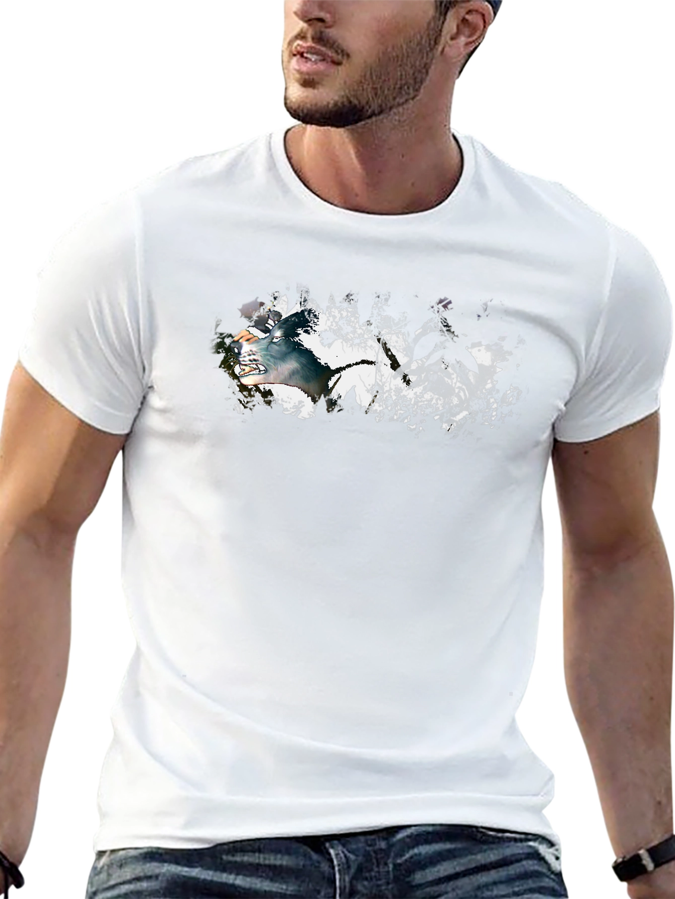 Wolf Graphic Print Black Tee