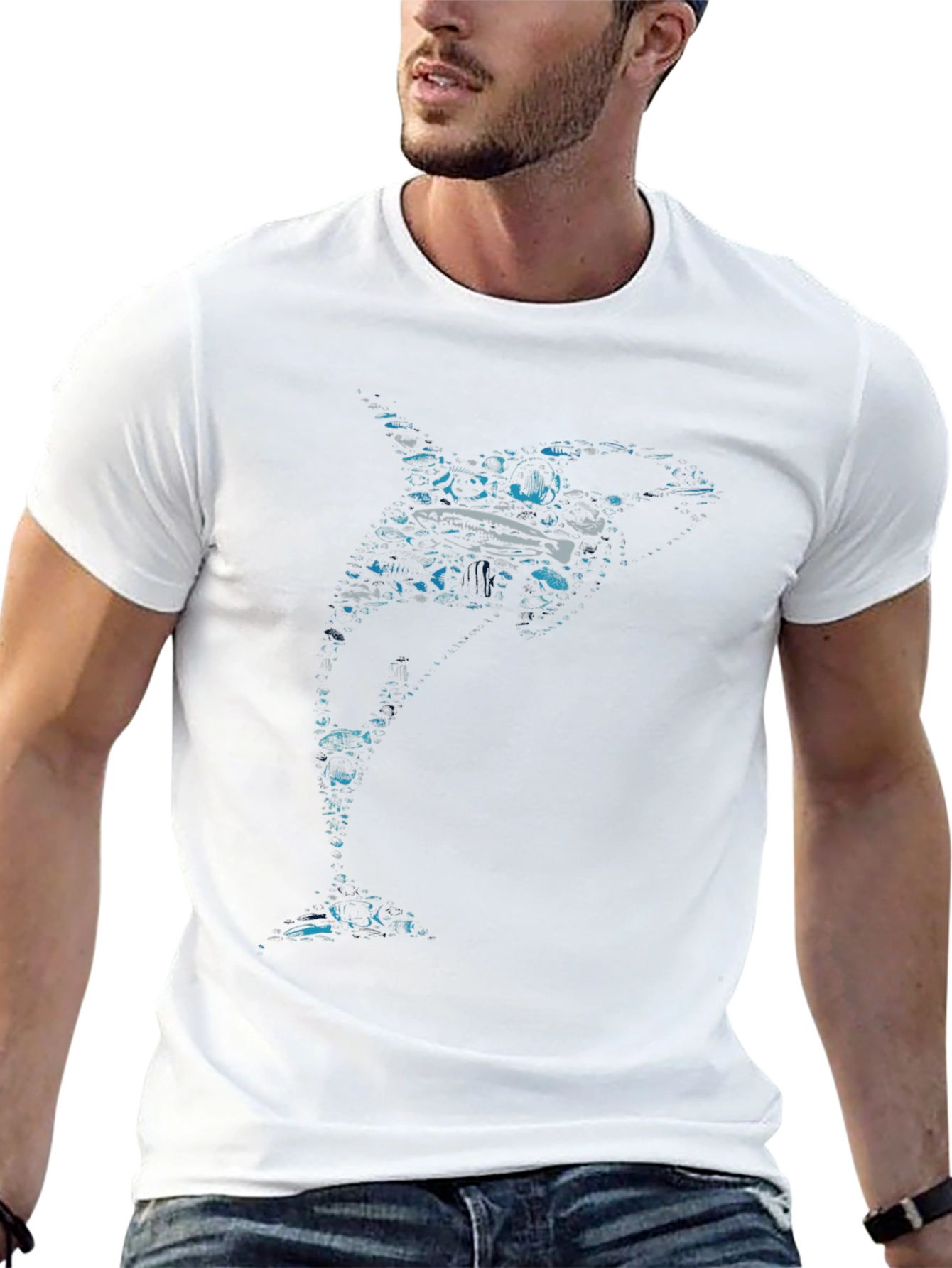 Orca Graphic Print Crew Neck T-Shirt