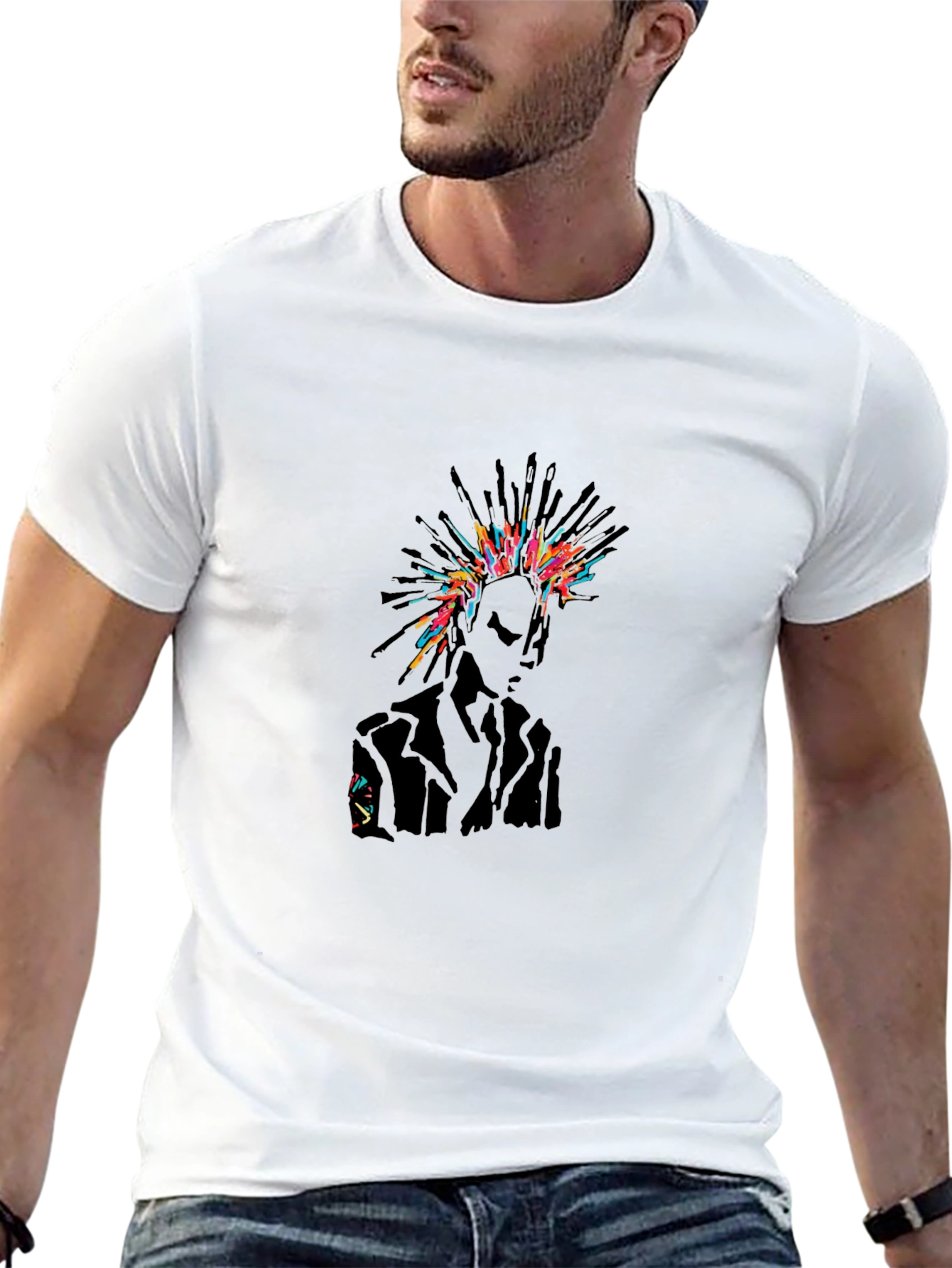 Abstract Punk Graphic Print Black T-Shirt
