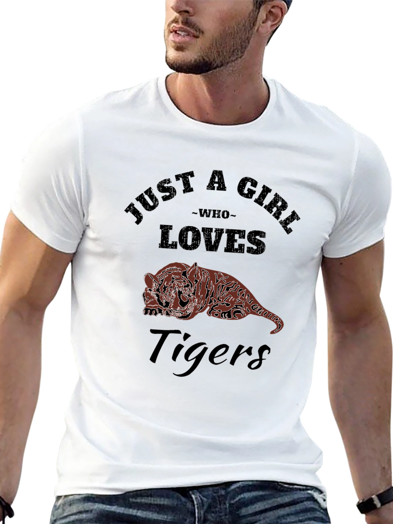 Just a Girl Who Loves Tigers Black T-Shirt