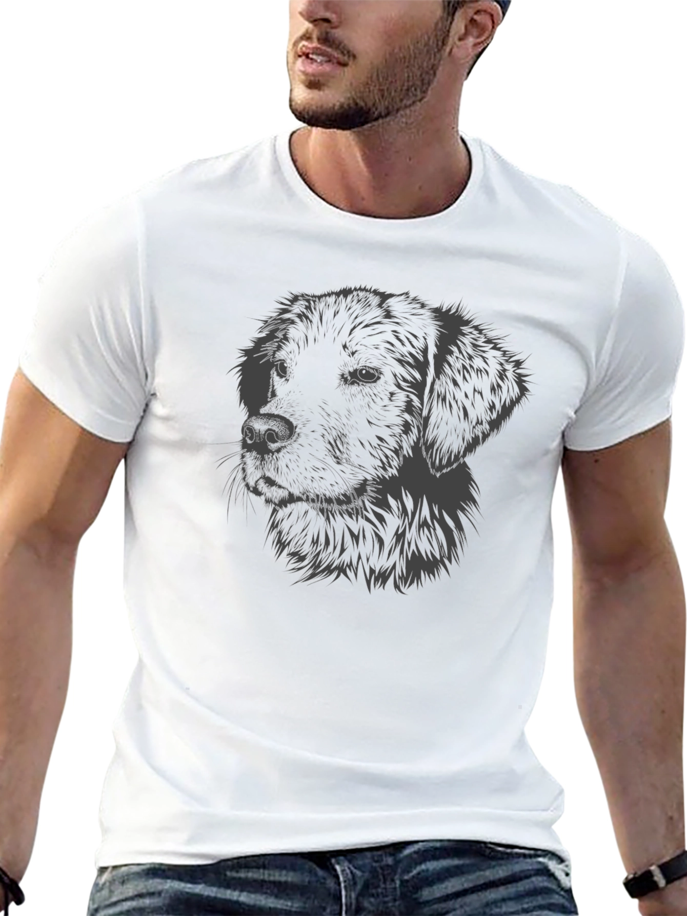 Dog Graphic Print Black T-Shirt