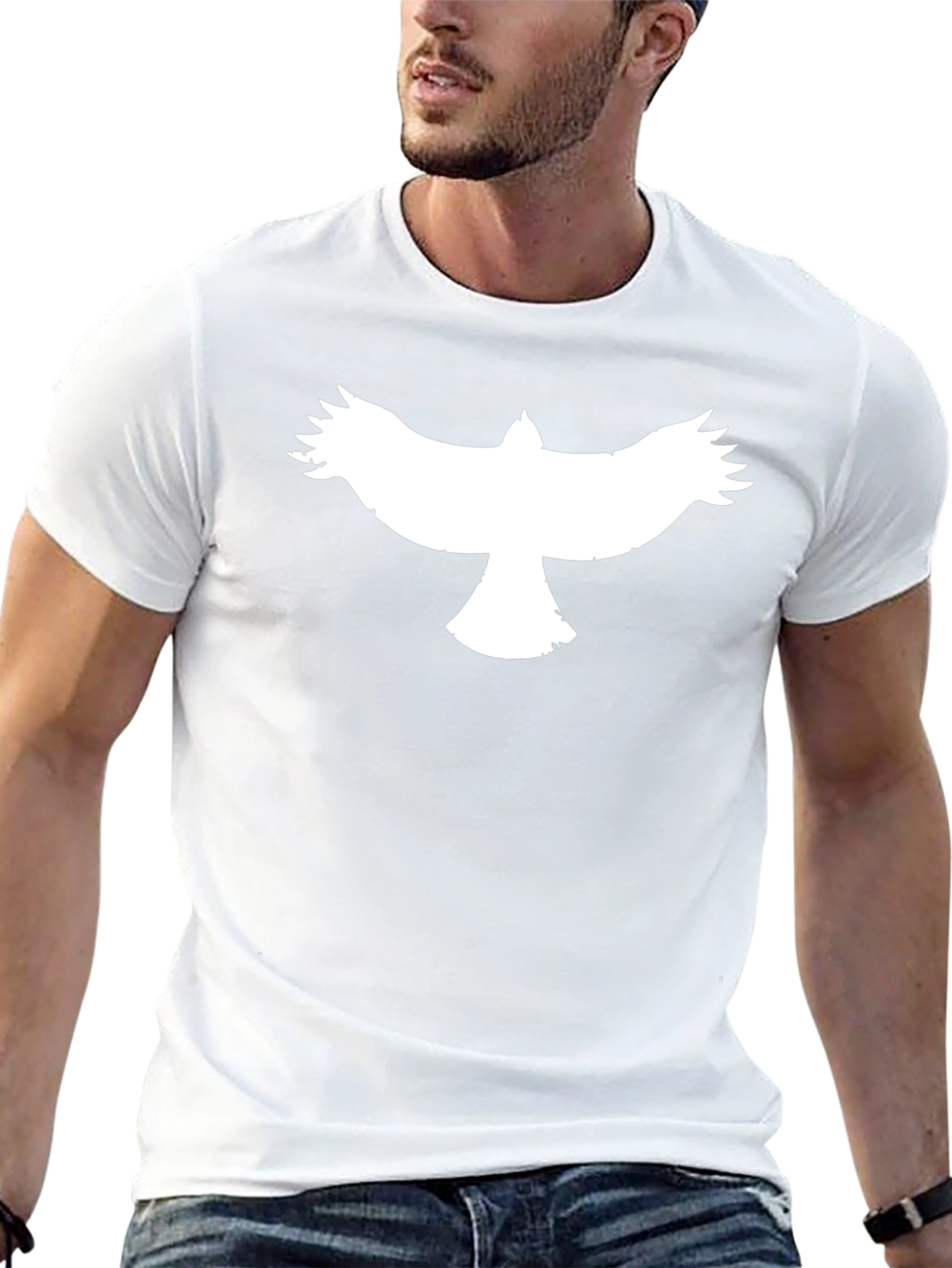 Mens Black T-Shirt with Bird Design