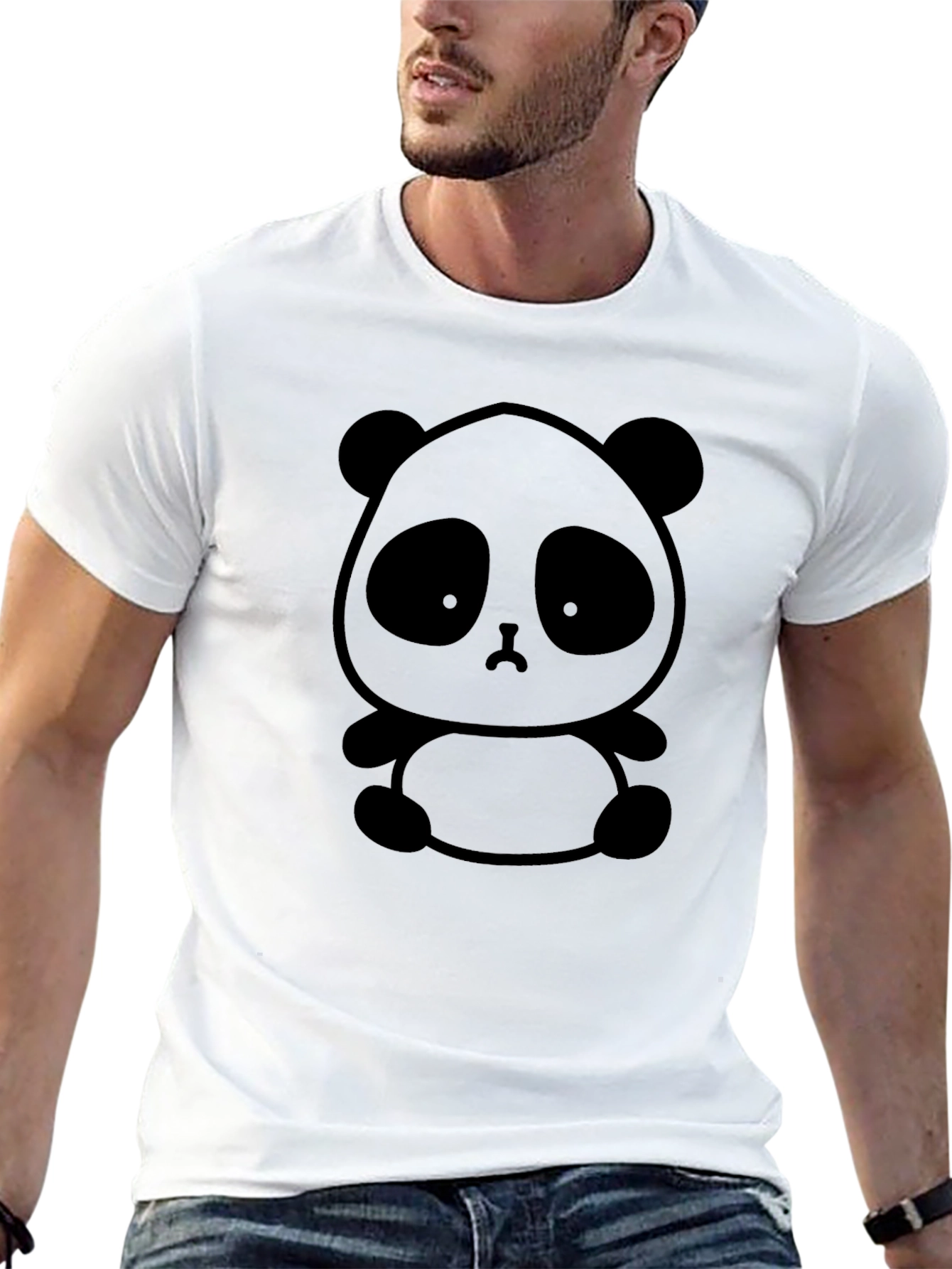 Panda Graphic Print Black T-Shirt