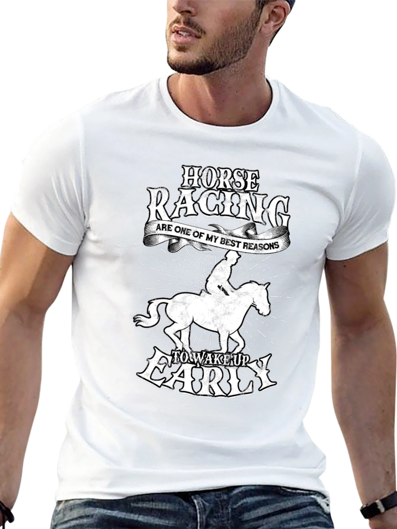 Horse Racing Wake Up Early Graphic T-Shirt