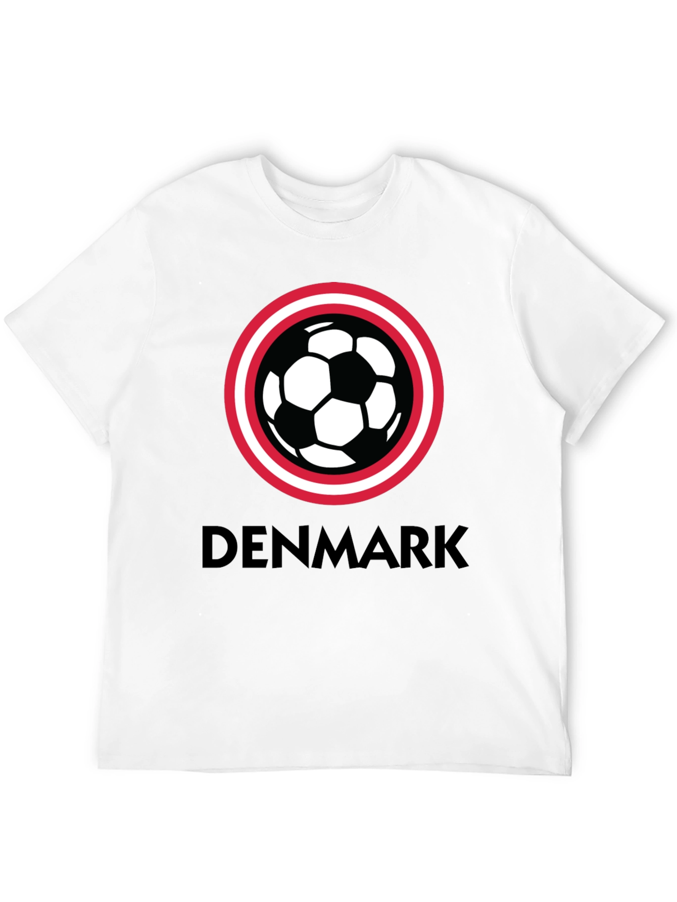Denmark Soccer Ball T-Shirt - Black Graphic Tee