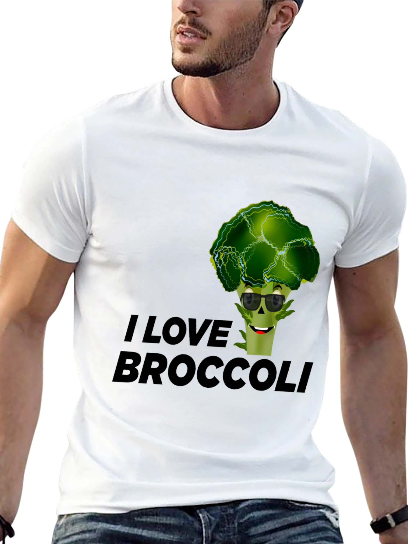 I Love Broccoli Graphic Tee - Black Cotton T-Shirt