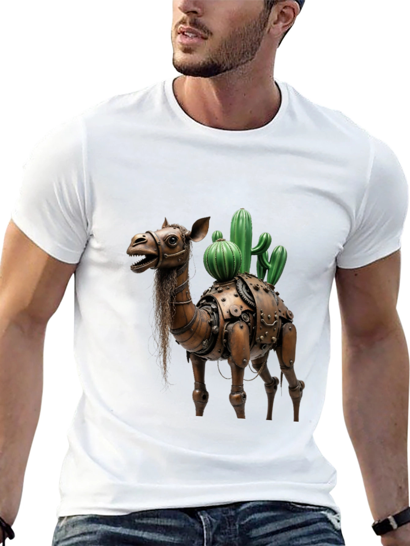 Steampunk Camel Cactus Graphic T-Shirt